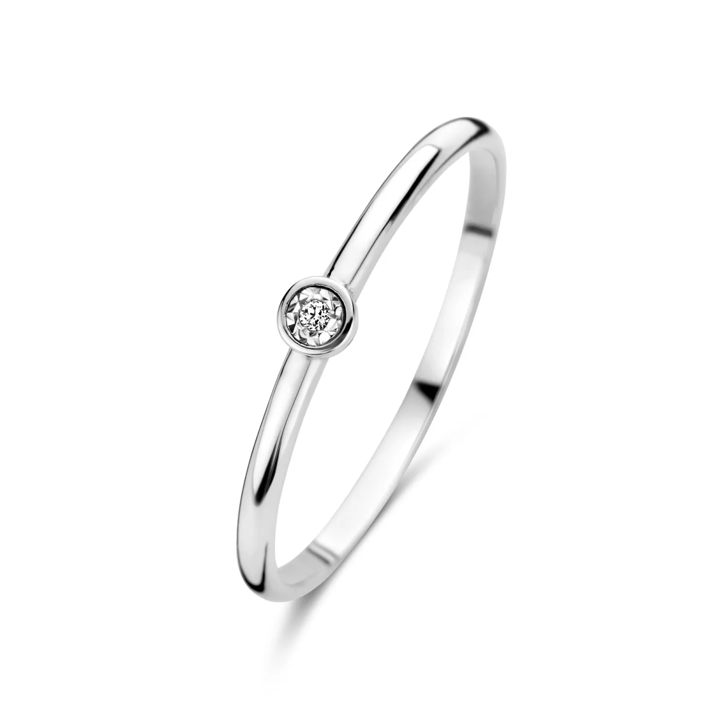 De la Paix Inaya 14 karaat witgouden ring met diamant 0.01 karaat