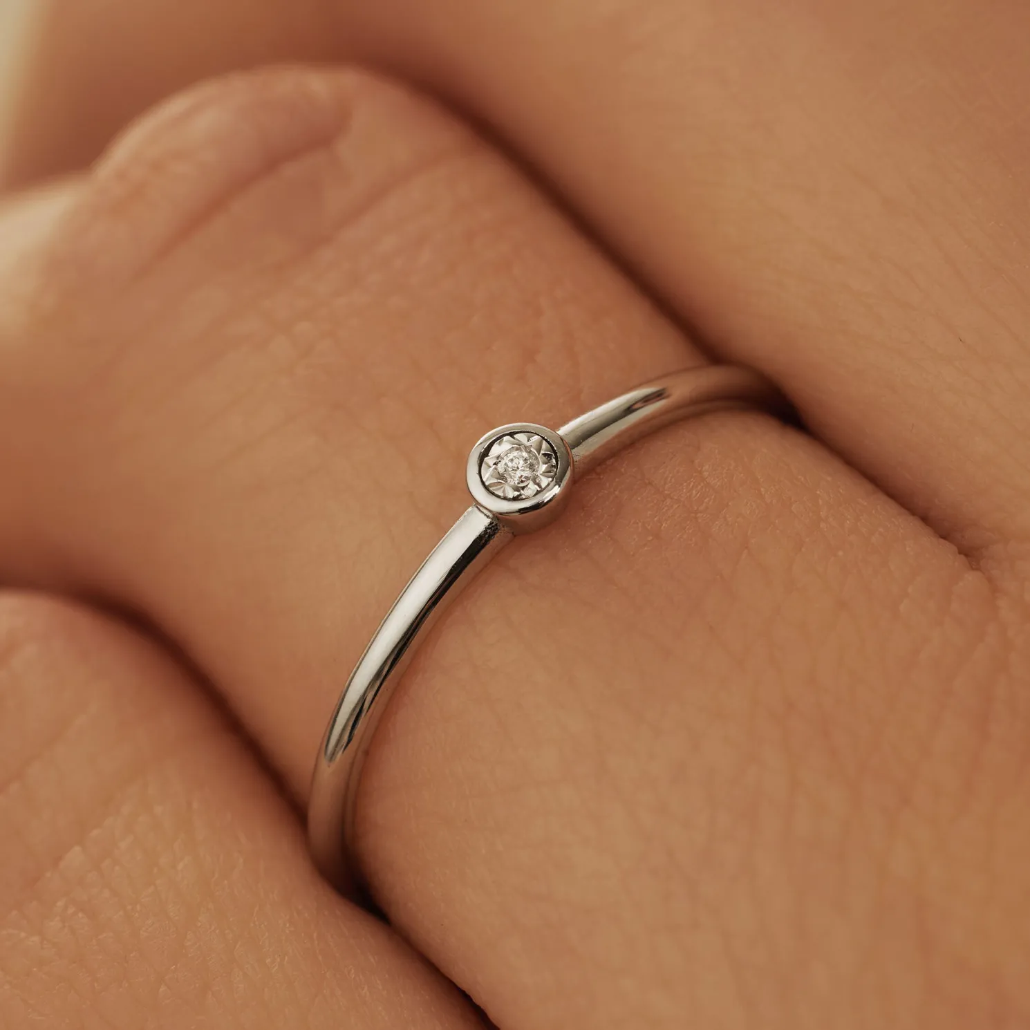 De la Paix Inaya 14 karaat witgouden ring met diamant 0.01 karaat