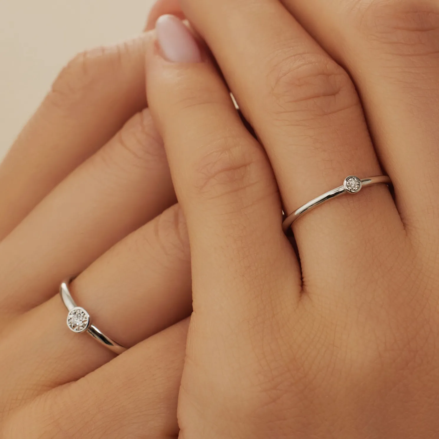 De la Paix Inaya 14 karaat witgouden ring met diamant 0.01 karaat