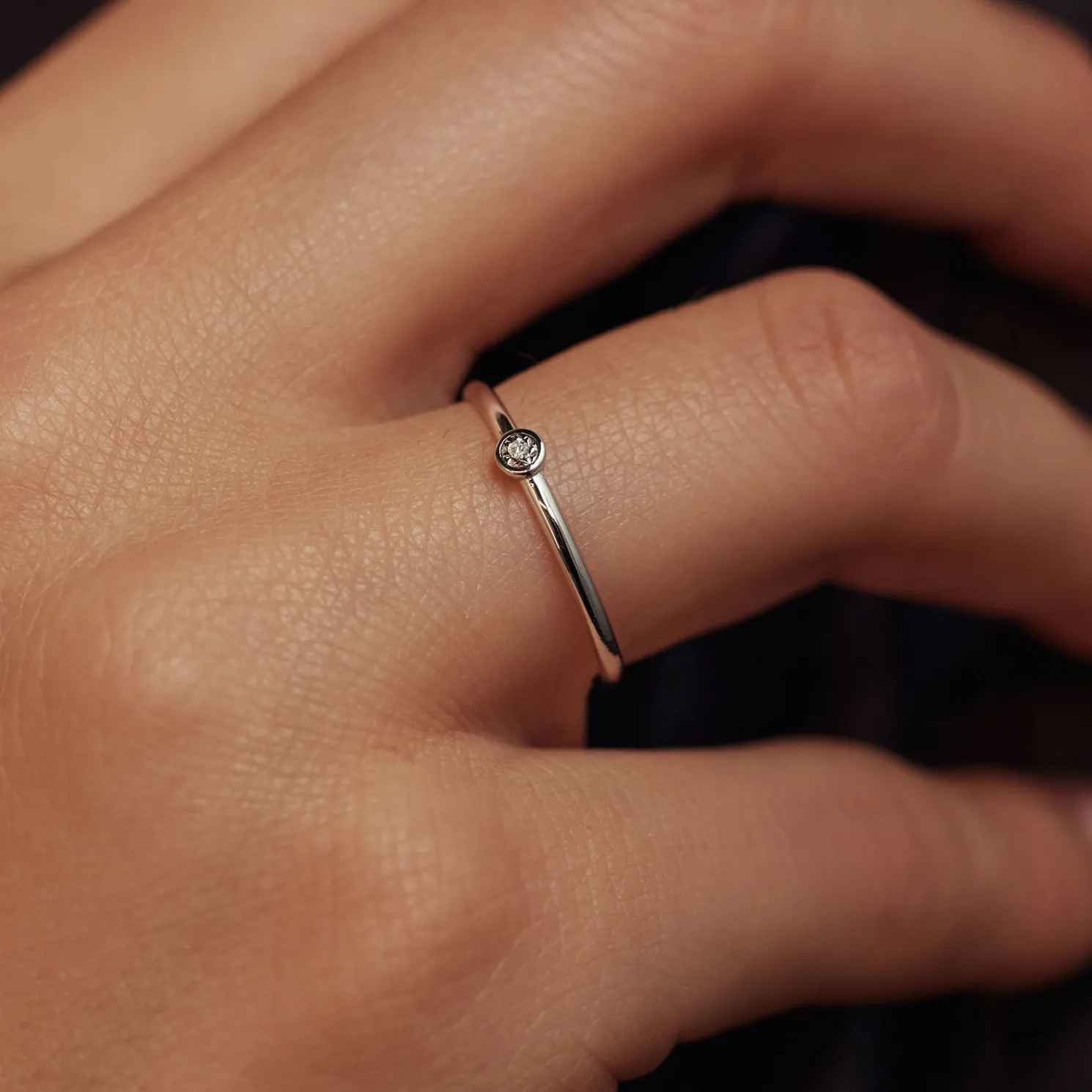 De la Paix Inaya 14 karaat witgouden ring met diamant 0.01 karaat