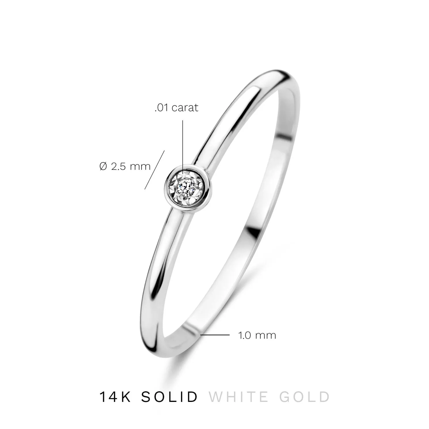 De la Paix Inaya 14 karaat witgouden ring met diamant 0.01 karaat