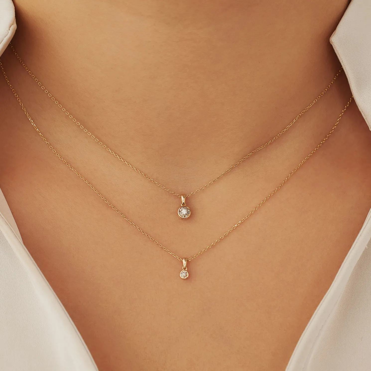 De la Paix Inaya 14 karaat gouden collier met diamant 0.01 karaat