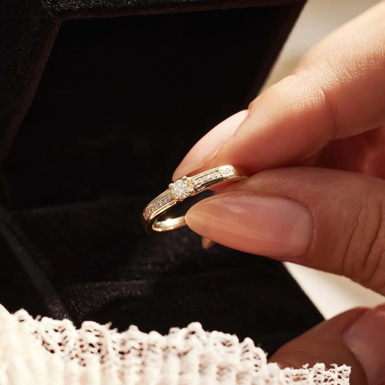 De la Paix Madeline 14 karaat gouden ring met diamant 0.20 karaat