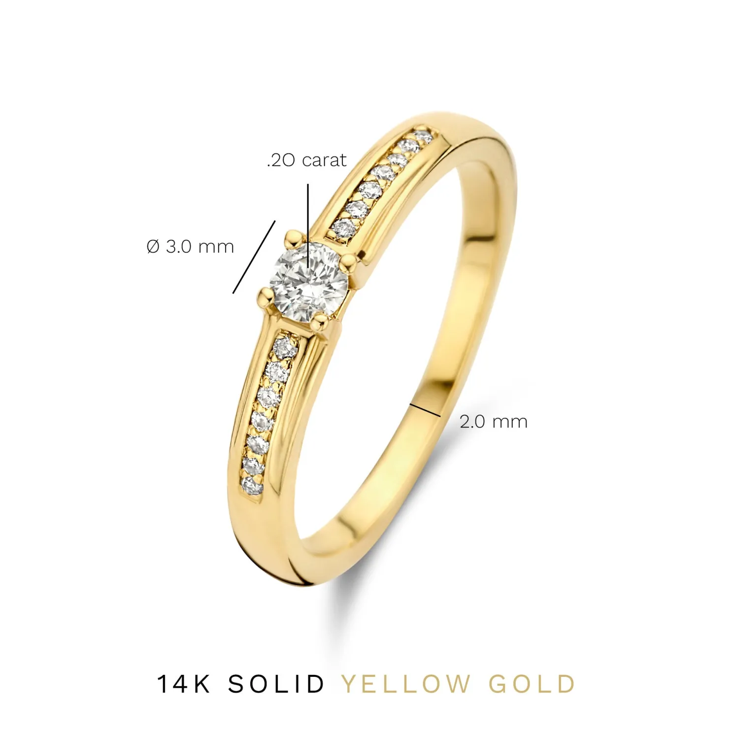 De la Paix Madeline 14 karaat gouden ring met diamant 0.20 karaat