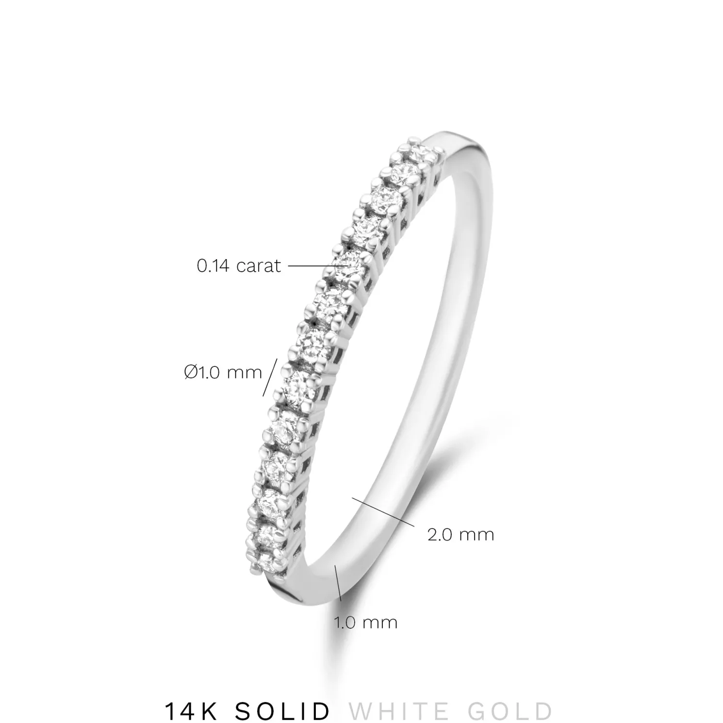 De la Paix Madeline 14 karaat witgouden ring met diamant 0.14 karaat