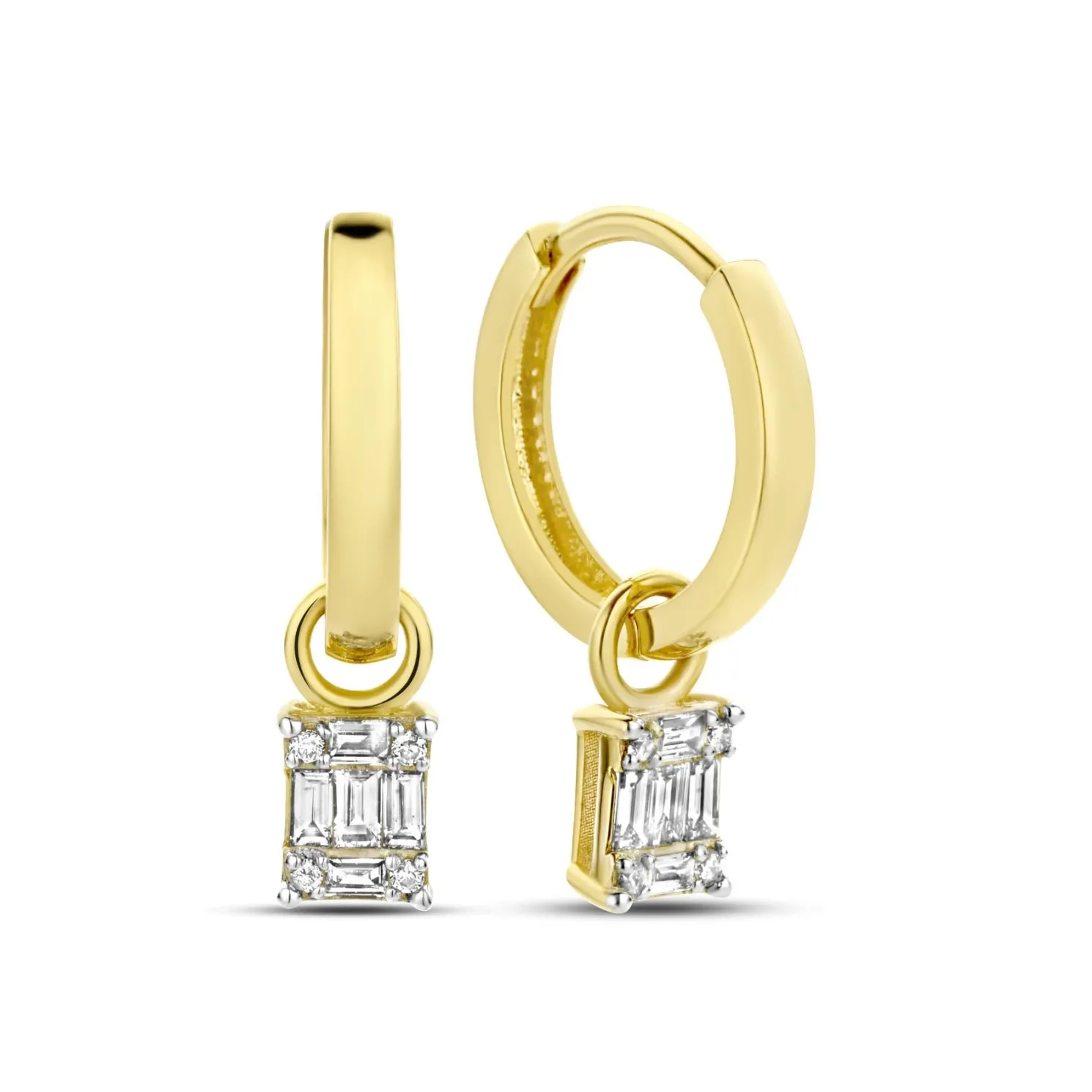 De la Paix Maxime 14 karaat gouden creolen met diamant 0.18 karaat