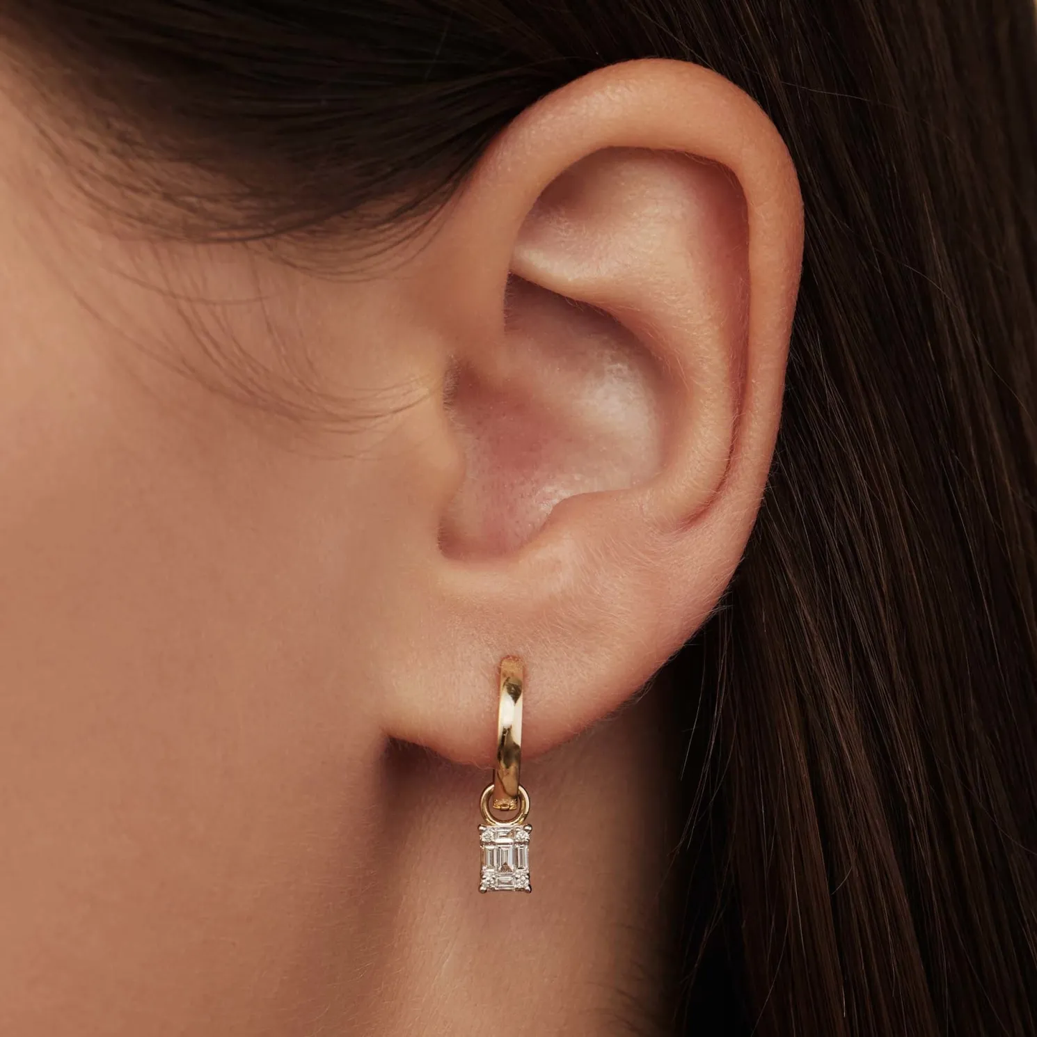 De la Paix Maxime 14 karaat gouden creolen met diamant 0.18 karaat