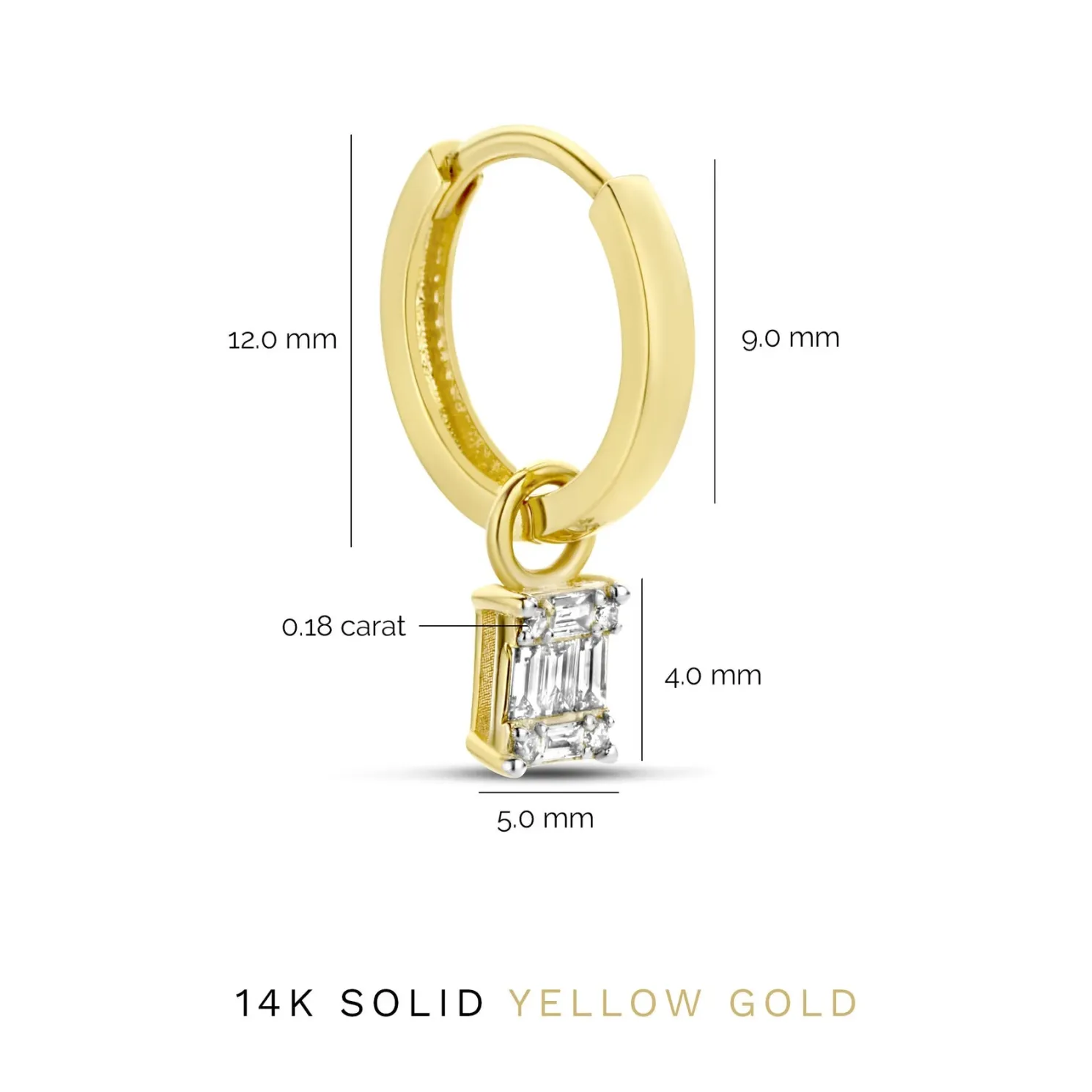 De la Paix Maxime 14 karaat gouden creolen met diamant 0.18 karaat