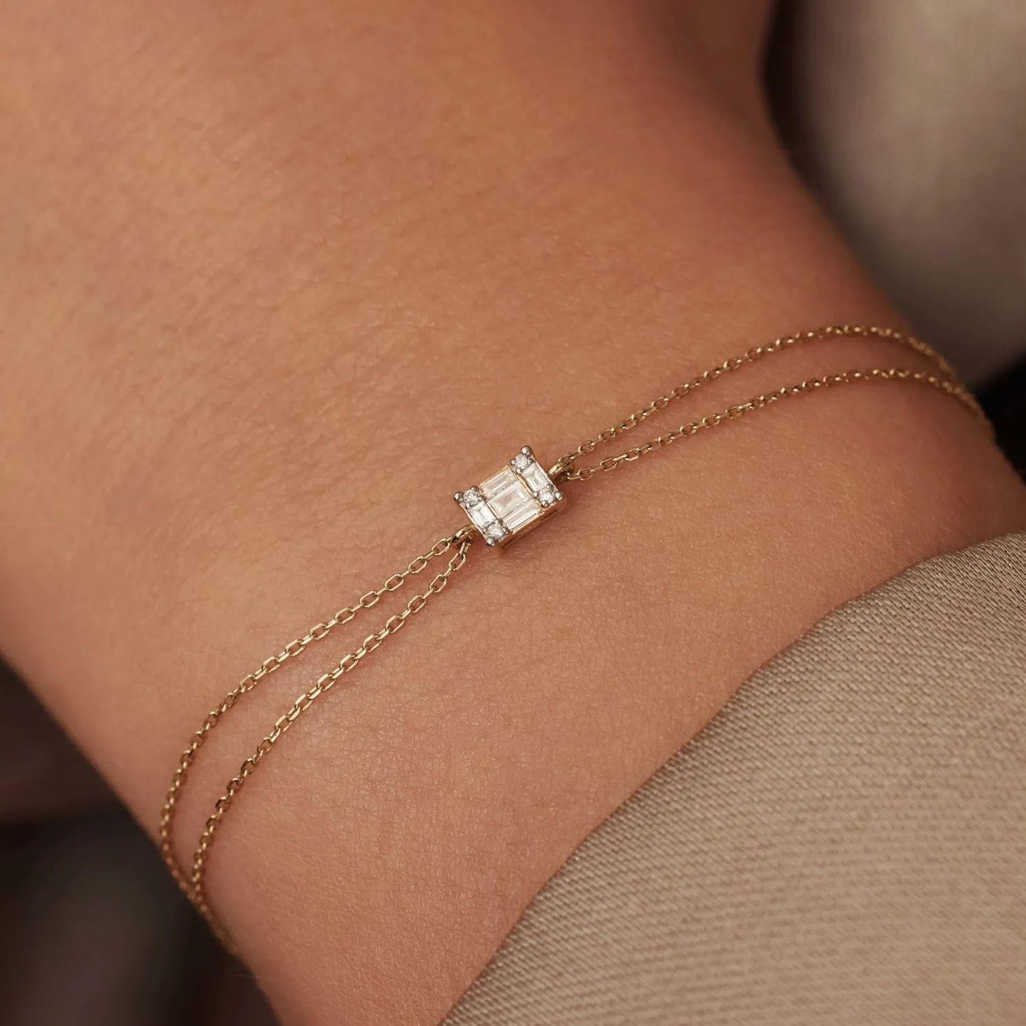 De la Paix Maxime 14 karaat gouden armband met diamant 0.10 karaat