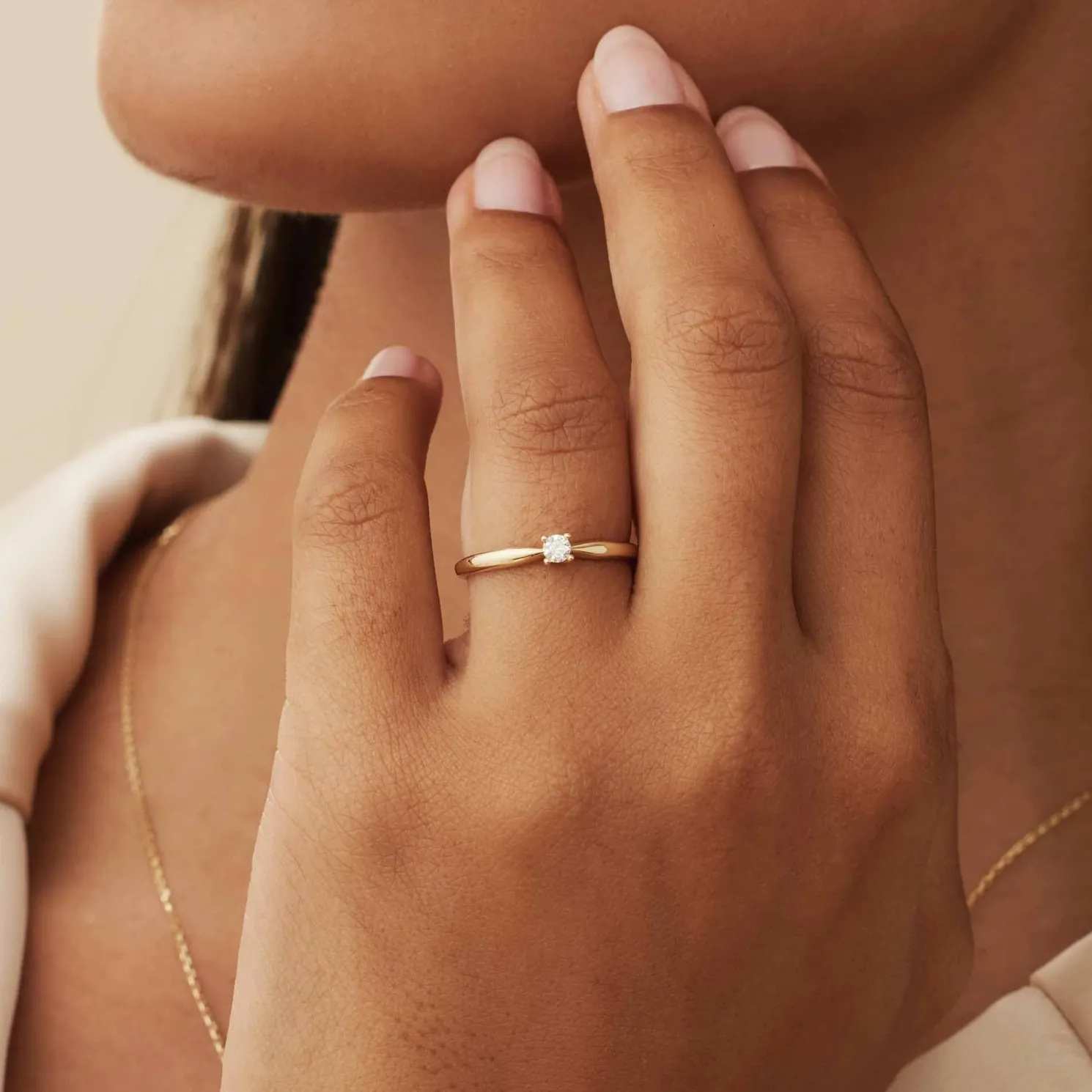 De la Paix Sybil 14 karaat gouden ring met diamant 0.10 karaat