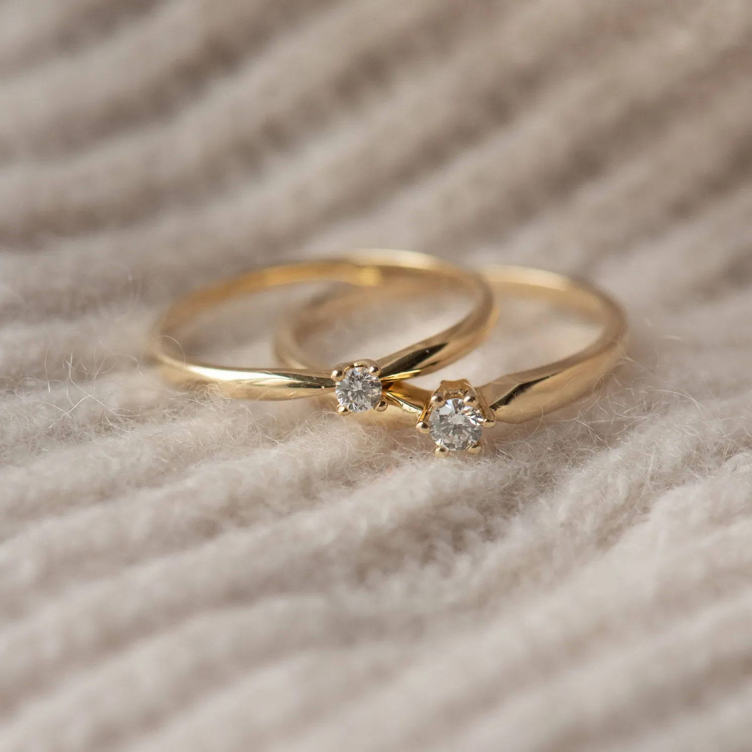 De la Paix Sybil 14 karaat gouden ring met diamant 0.10 karaat