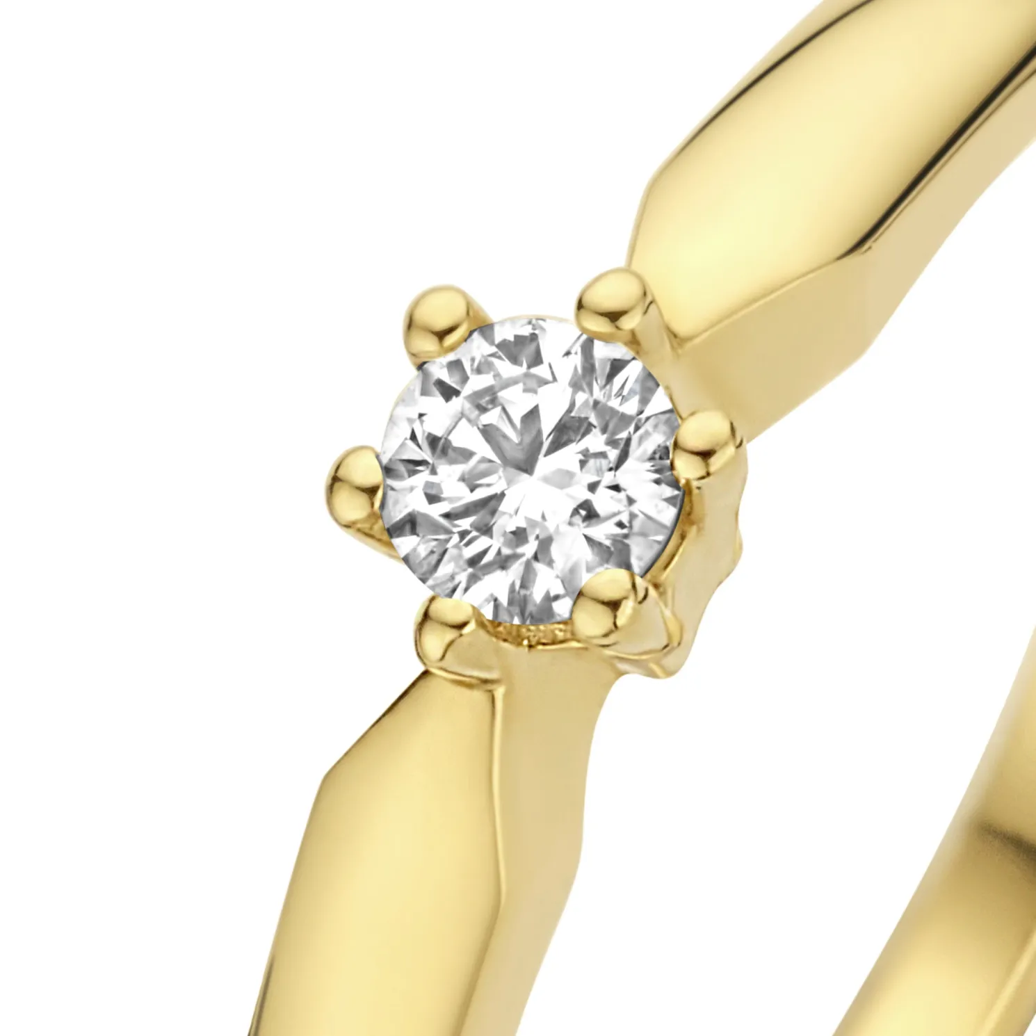 De la Paix Sybil 14 karaat gouden ring met diamant 0.10 karaat