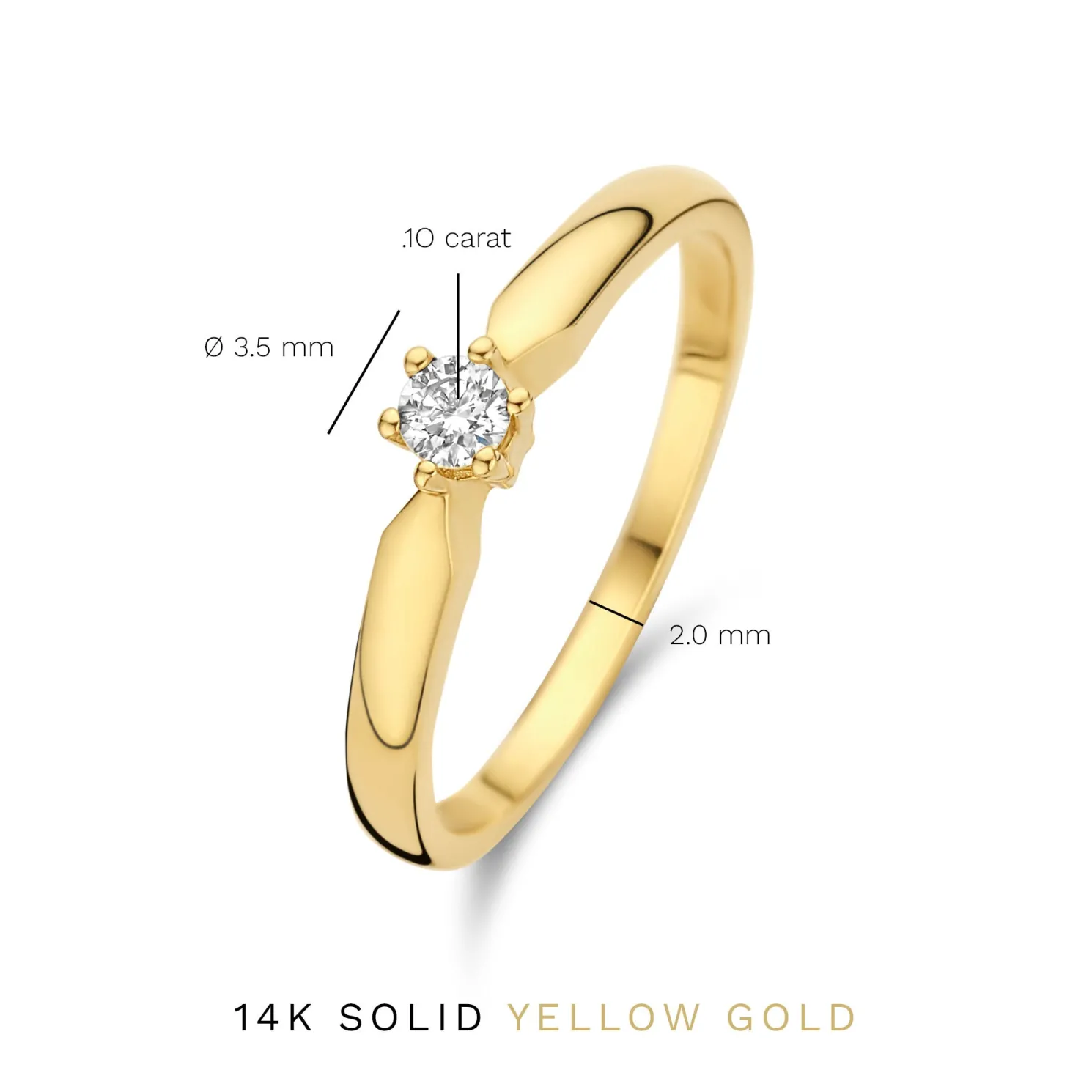 De la Paix Sybil 14 karaat gouden ring met diamant 0.10 karaat