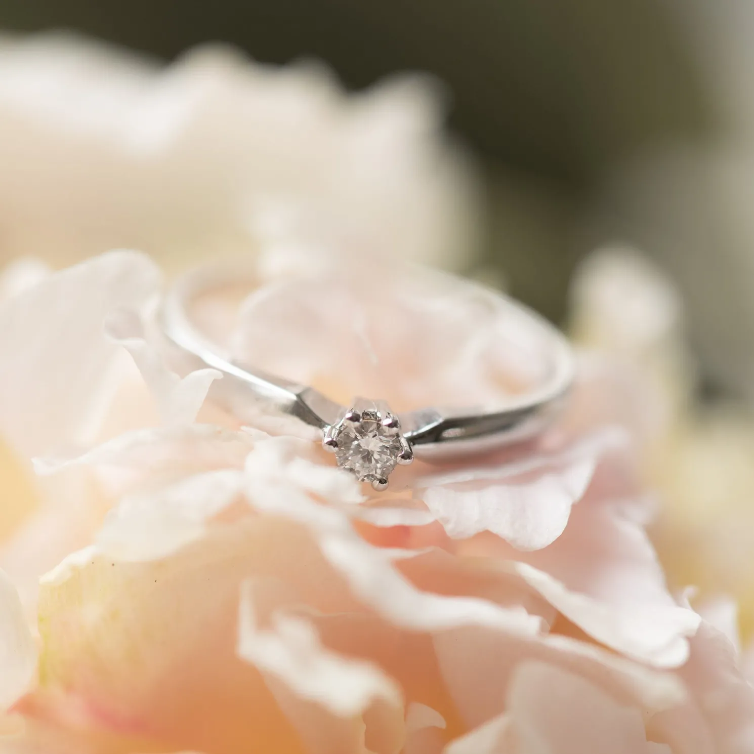 De la Paix Sybil 14 karaat witgouden ring met diamant 0.10 karaat