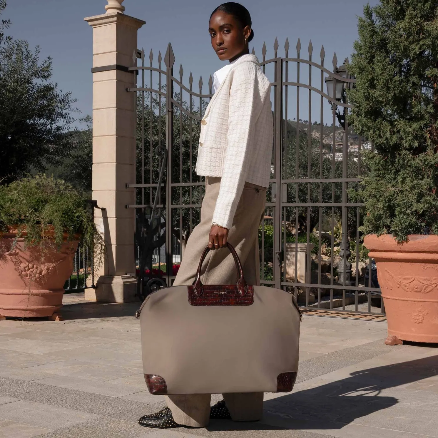 Du Louvre Clarice taupe weekendtas middel