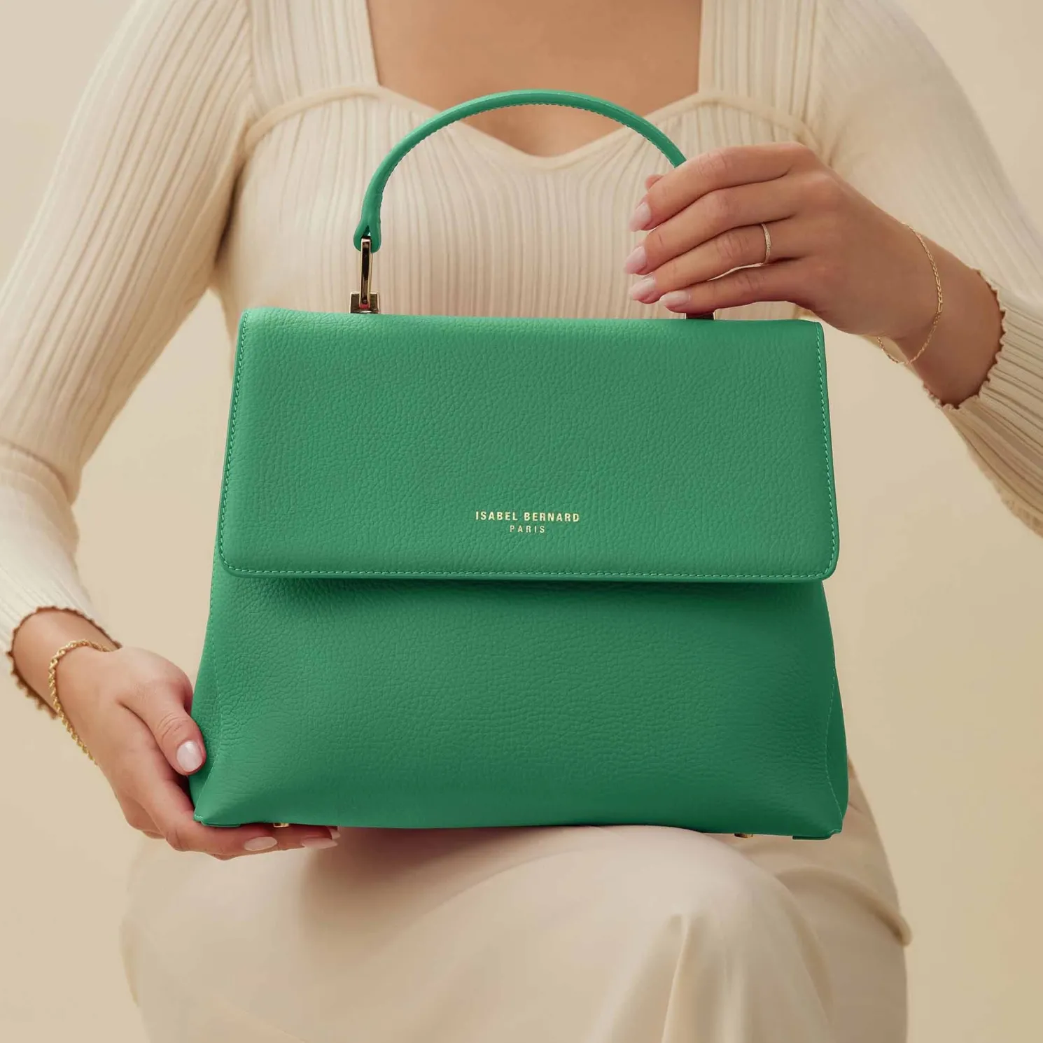 Femme Forte Gisel groene leren handtas van kalfsleer