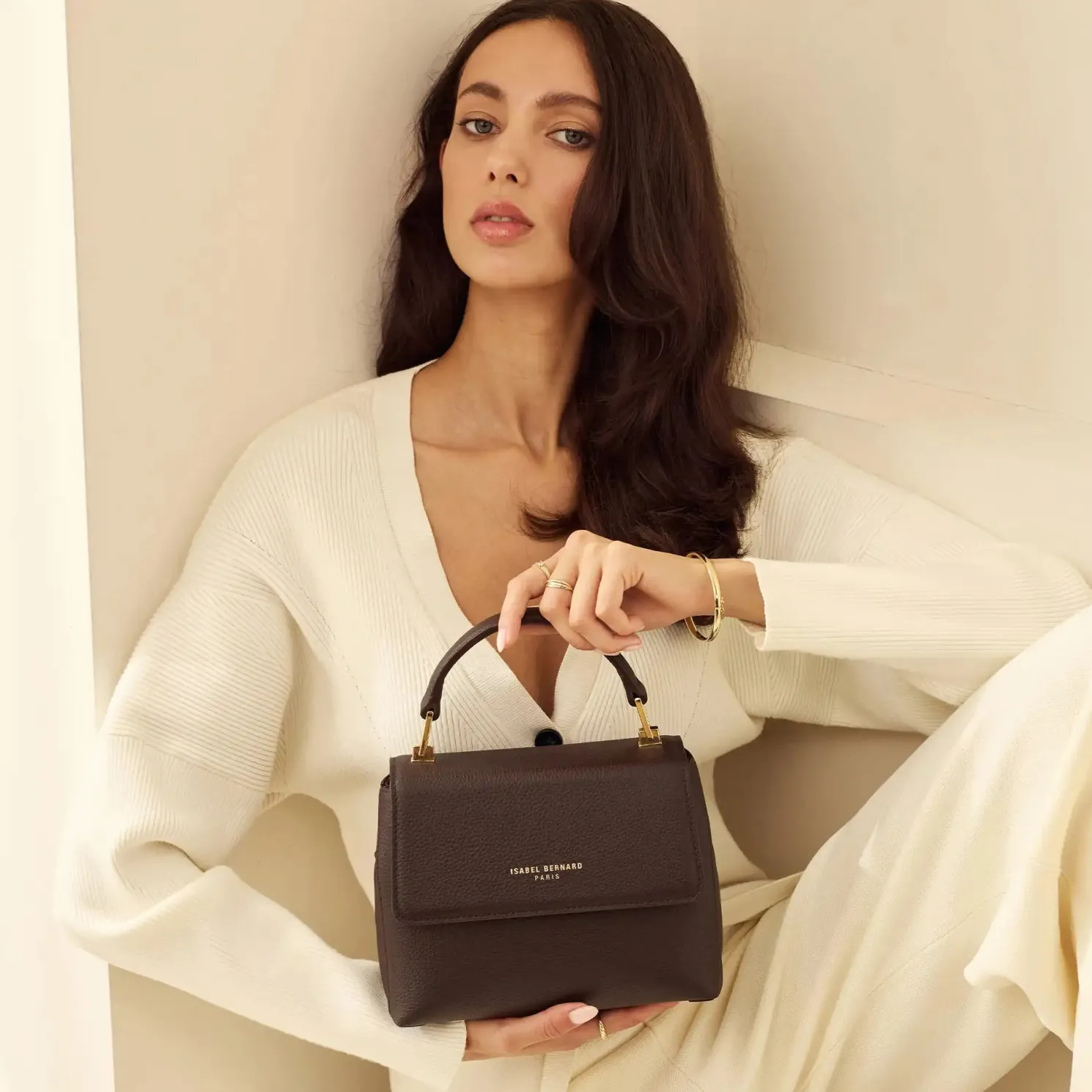 Femme Forte Heline bruine leren handtas van kalfsleer