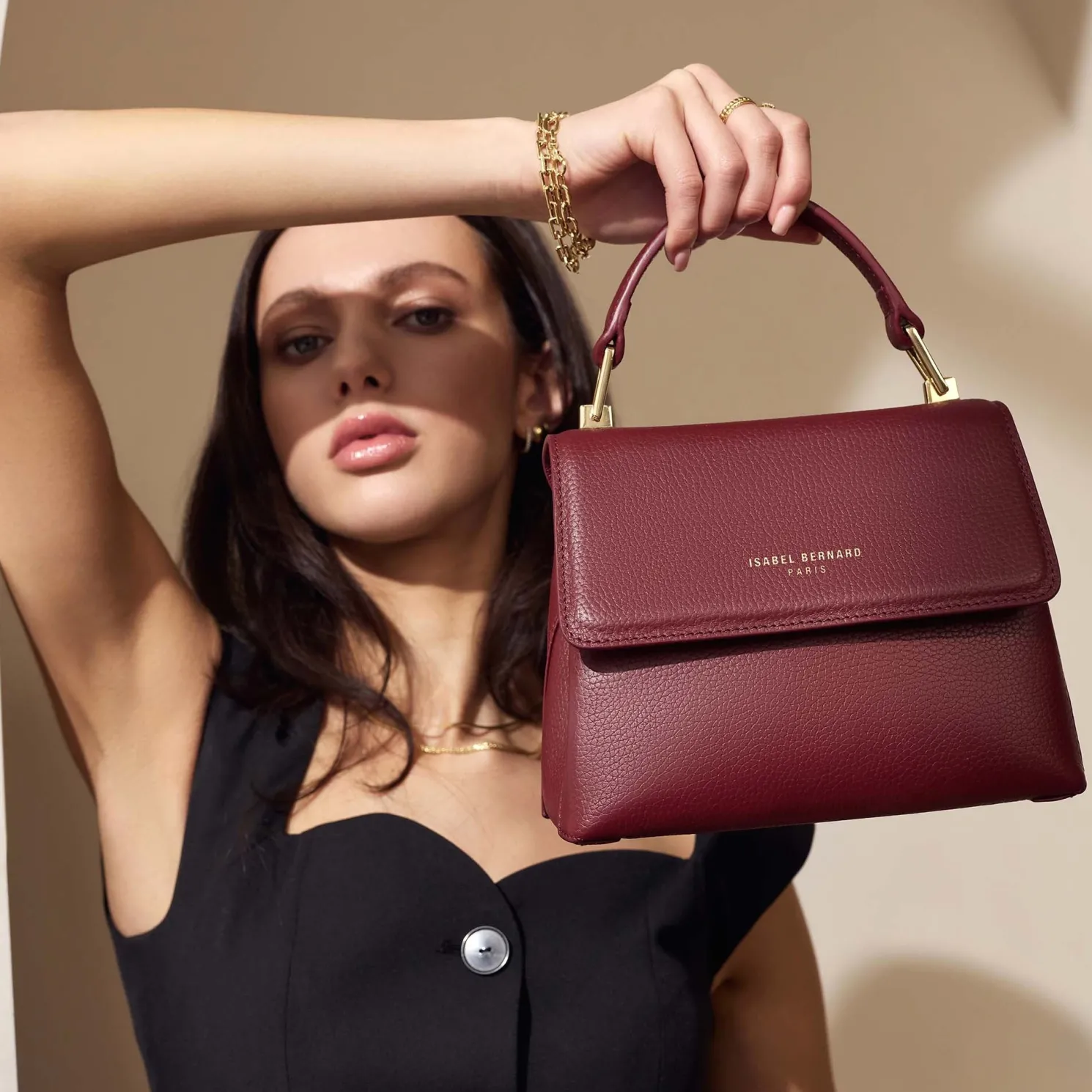 Femme Forte Heline bordeaux leren handtas van kalfsleer