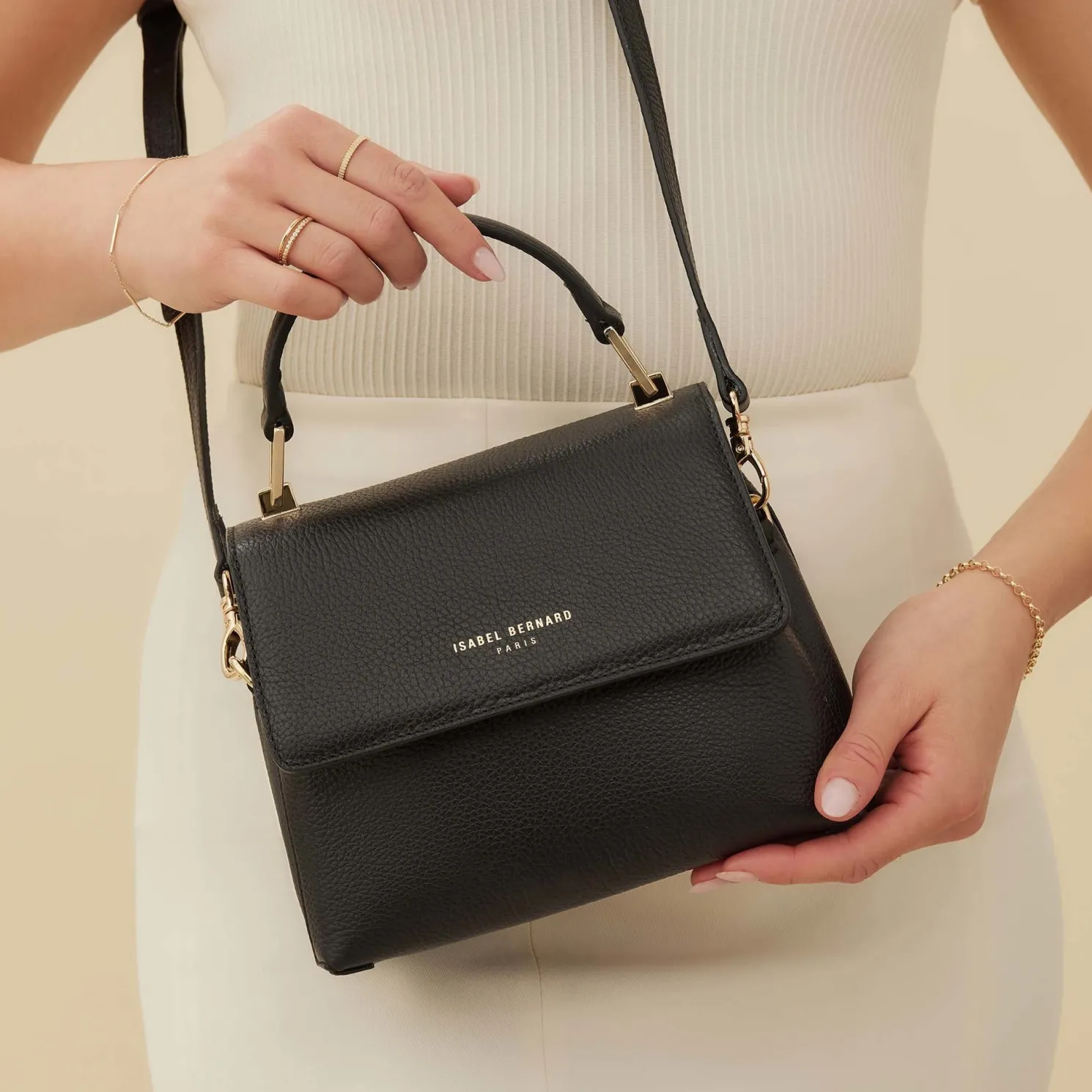 Femme Forte Heline zwarte leren handtas van kalfsleer