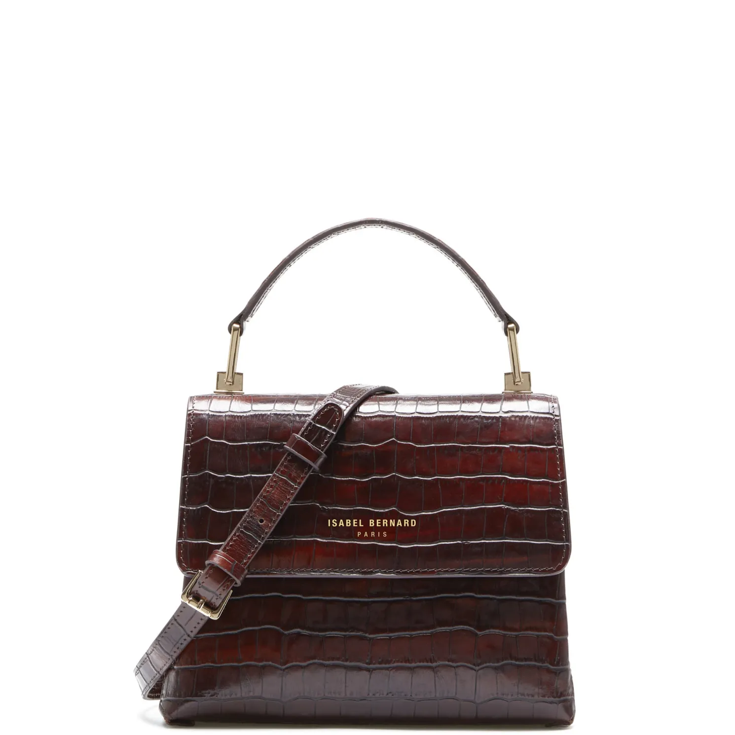 Femme Forte Heline croco bruine leren handtas van kalfsleer