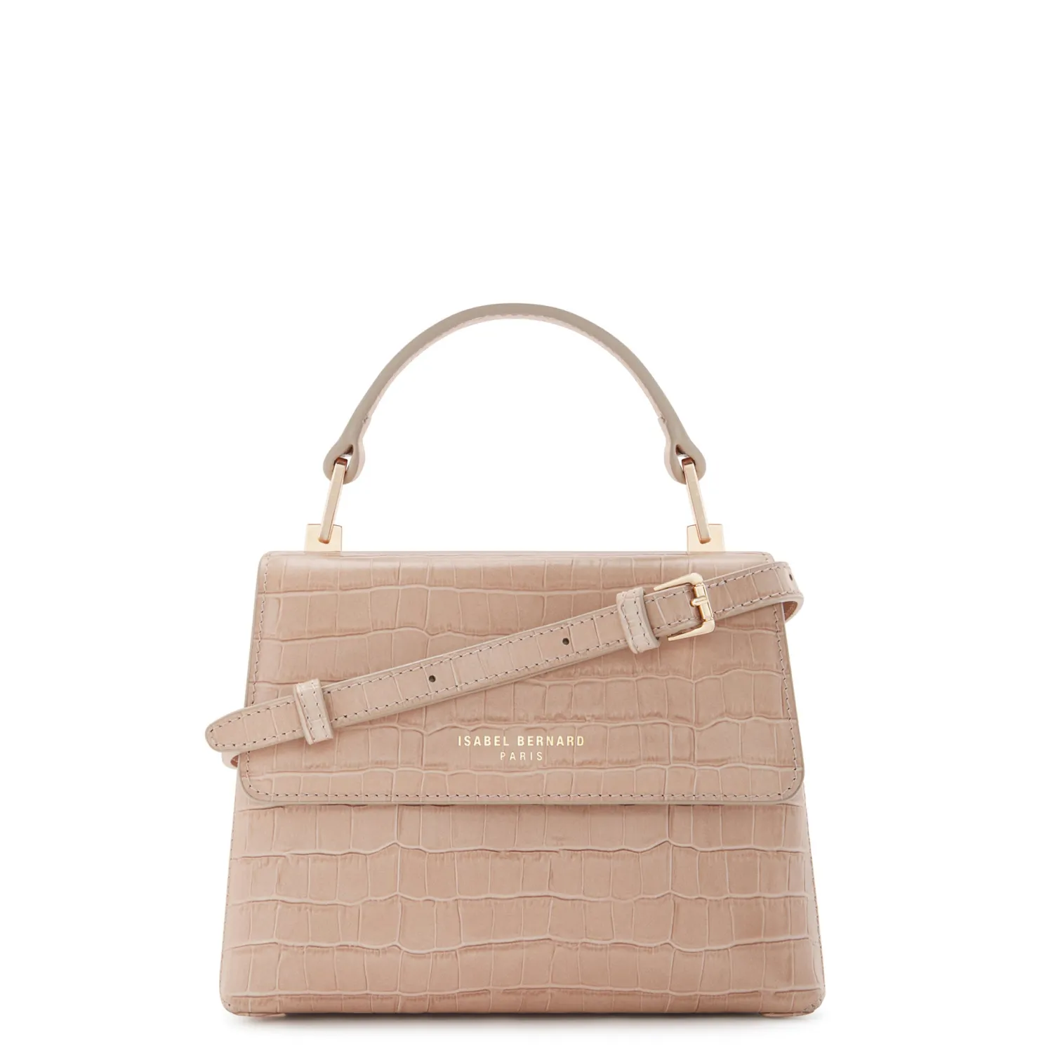 Femme Forte Heline croco beige leren handtas van kalfsleer