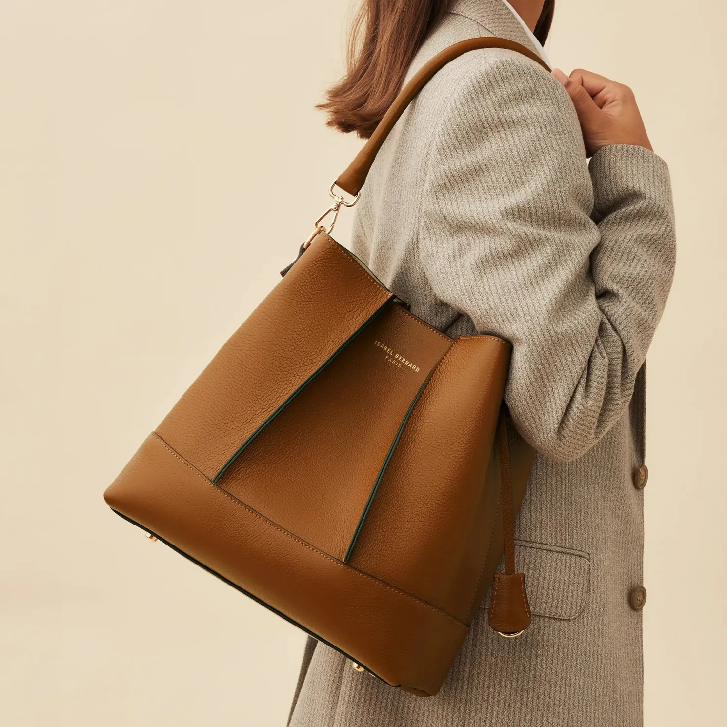 Femme Forte Macie cognac leren schoudertas van kalfsleer