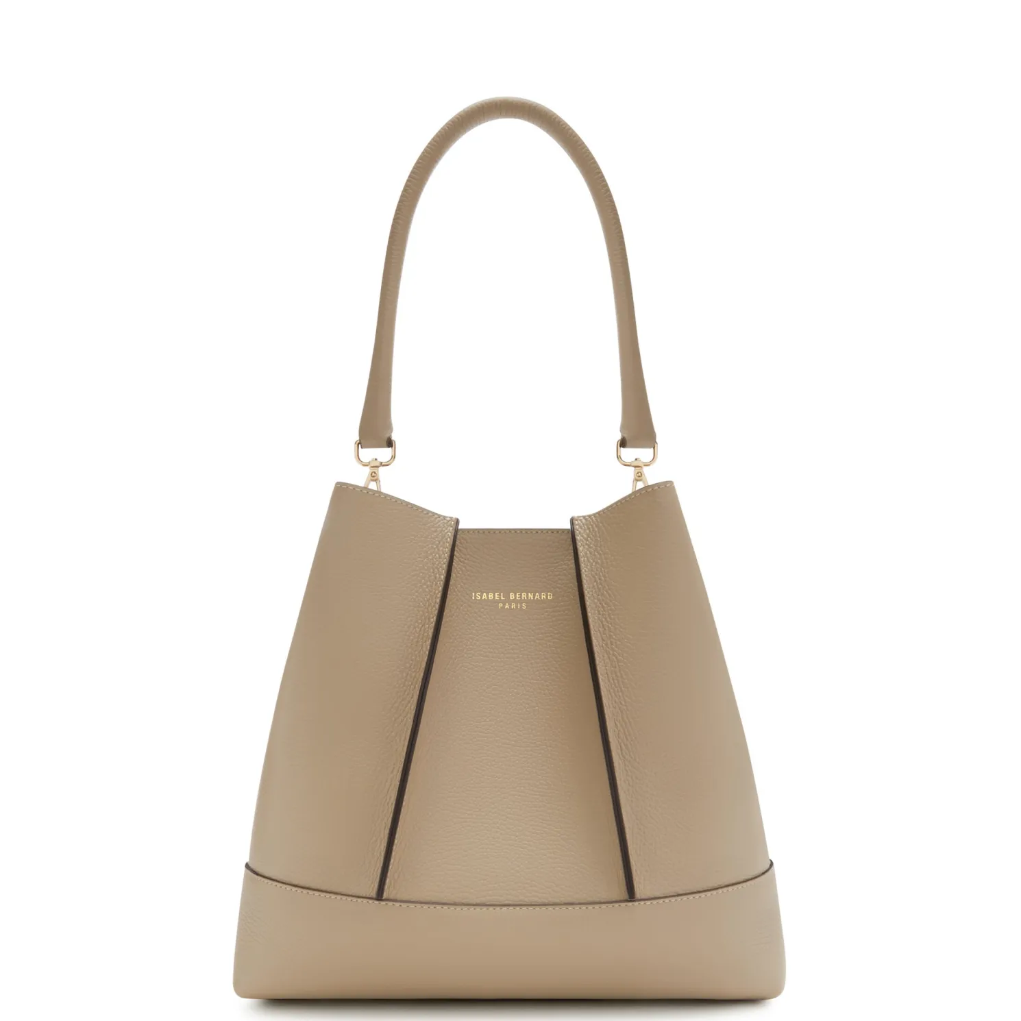 Femme Forte Macie taupe leren schoudertas van kalfsleer