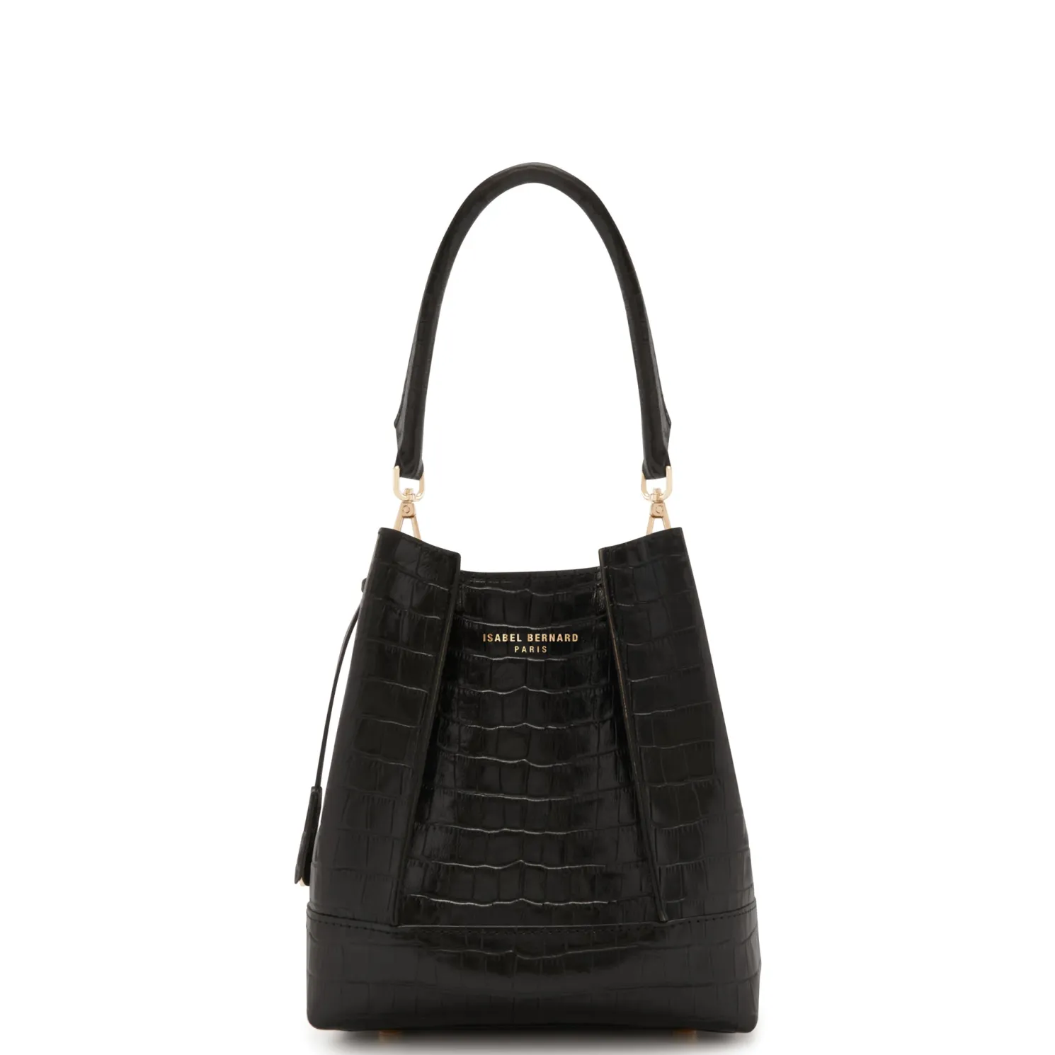 Femme Forte Minette croco zwarte leren handtas van kalfsleer