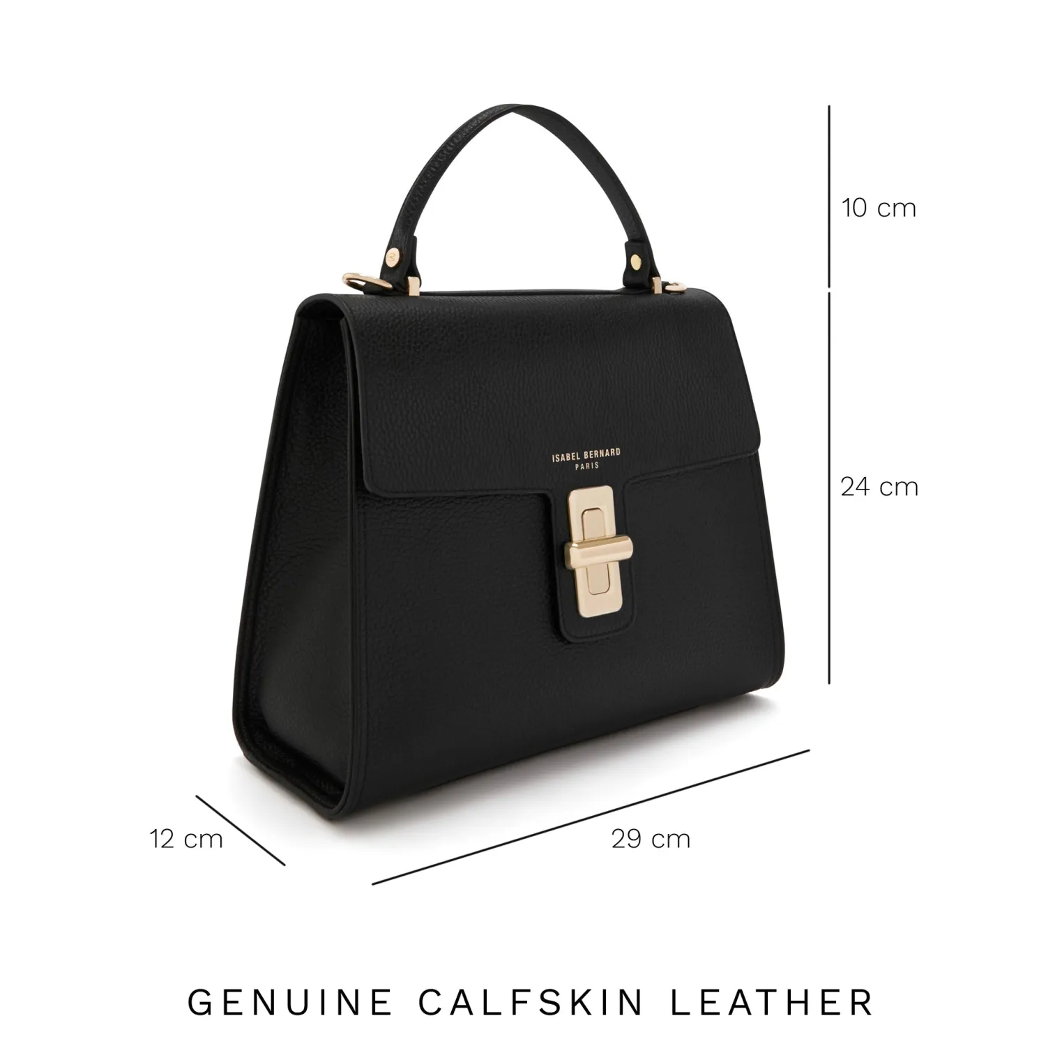 Femme Forte Simone Midi zwarte leren handtas van kalfsleer