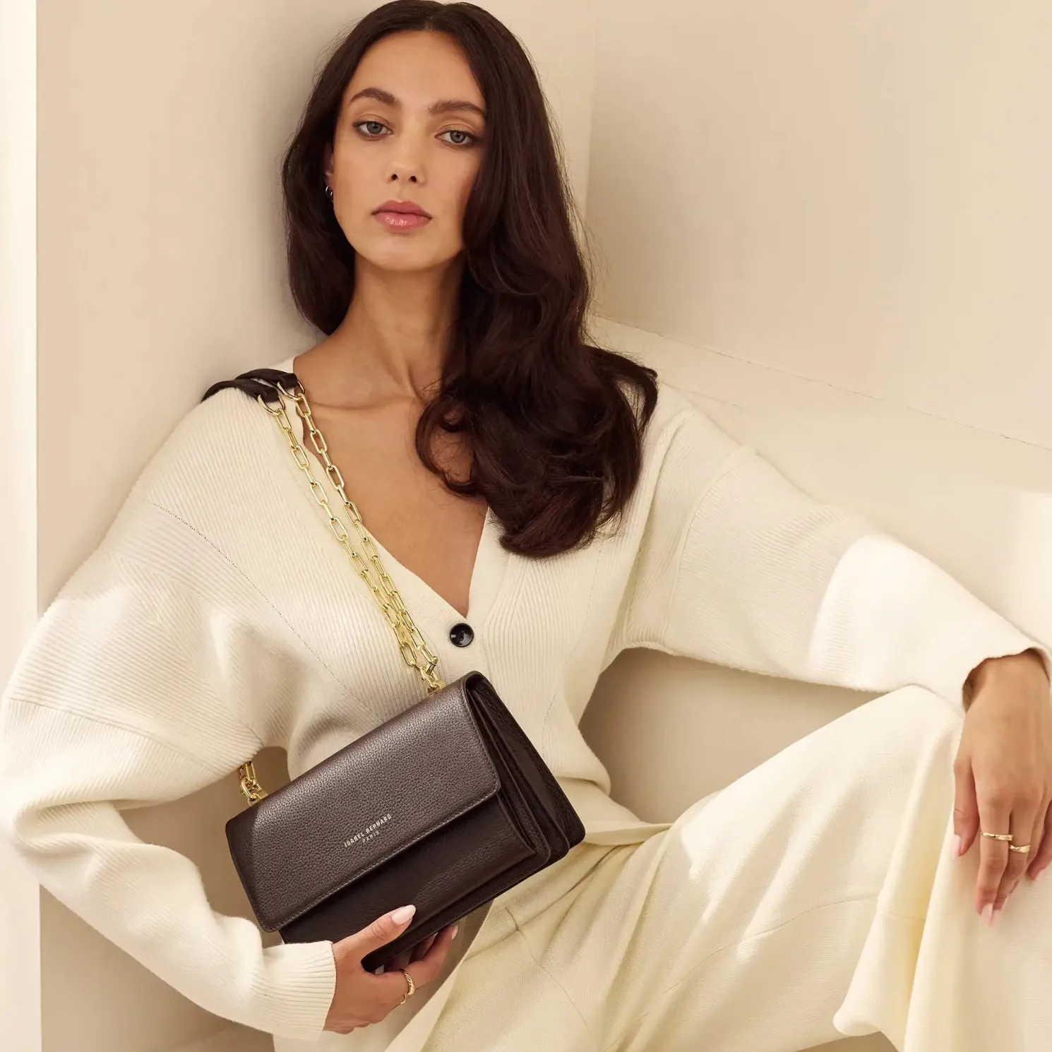 Femme Forte Valerie bruine leren schoudertas van kalfsleer