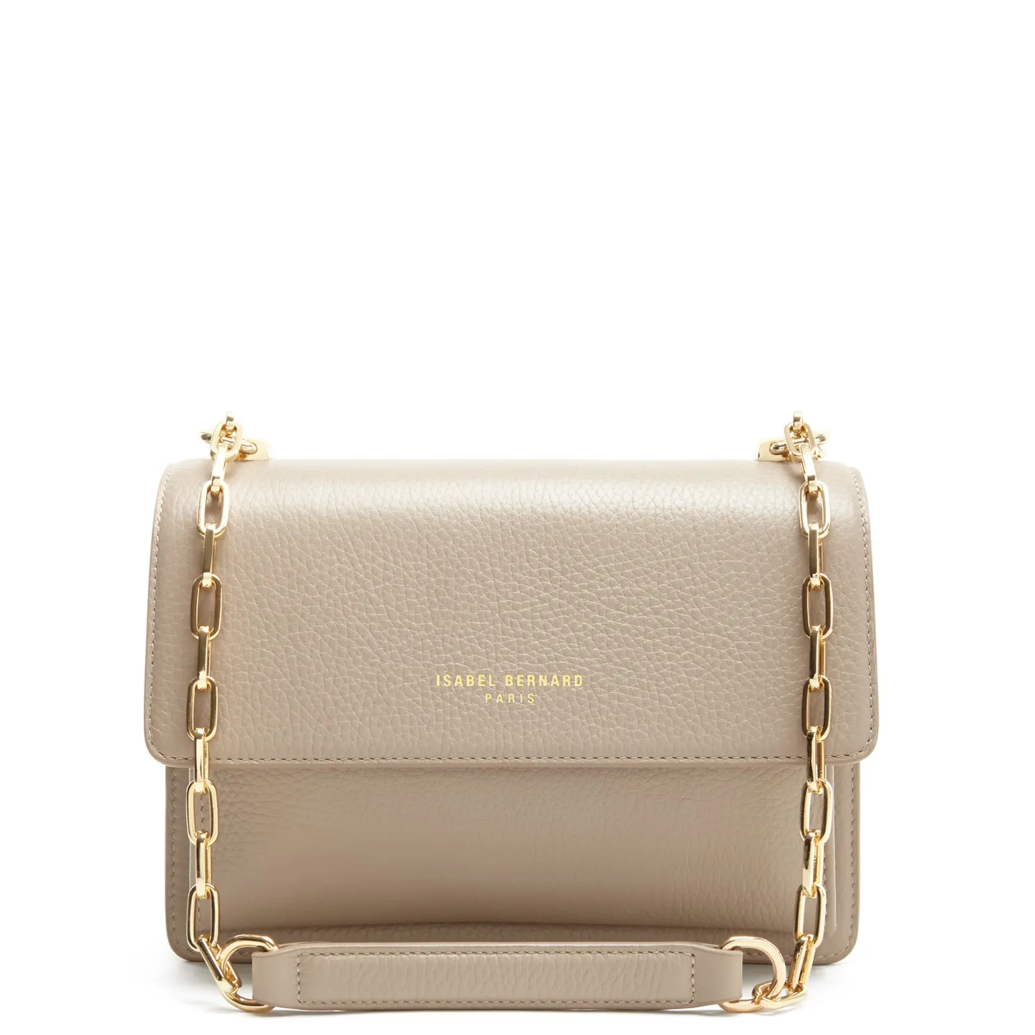 Femme Forte Valerie taupe leren schoudertas van kalfsleer