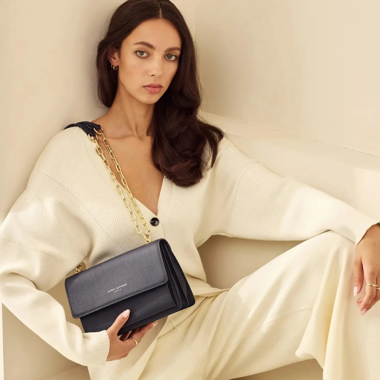 Femme Forte Valerie blauwe leren schoudertas van kalfsleer