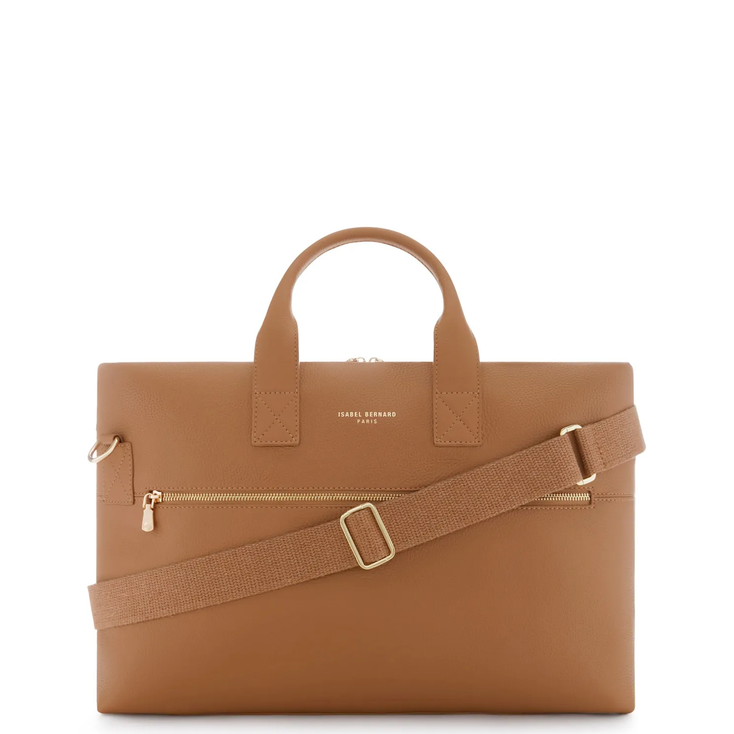 Honoré Anique camel leren handtas van kalfsleer met 16.4 inch laptopvak