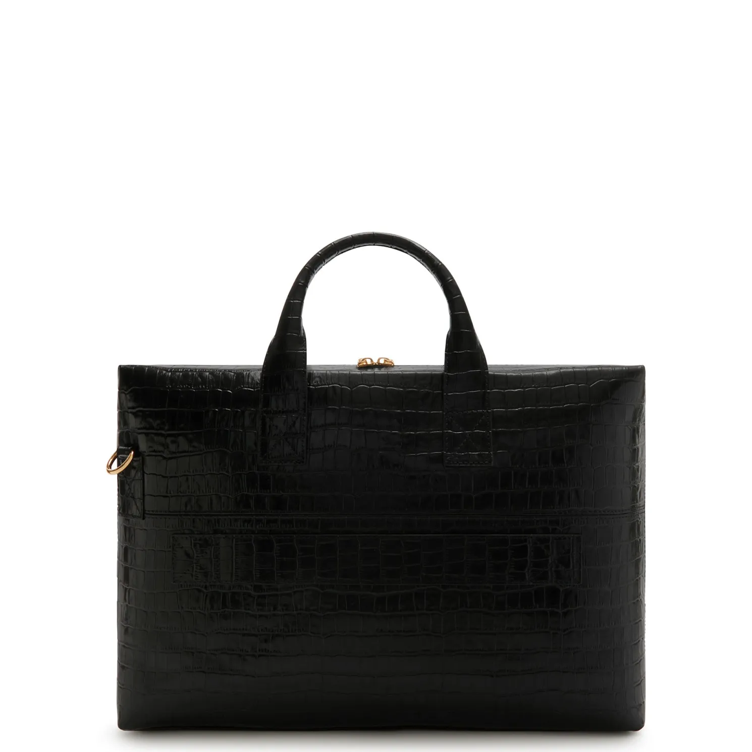 Honoré Anique croco zwarte leren handtas van kalfsleer met 16.4 inch laptopvak