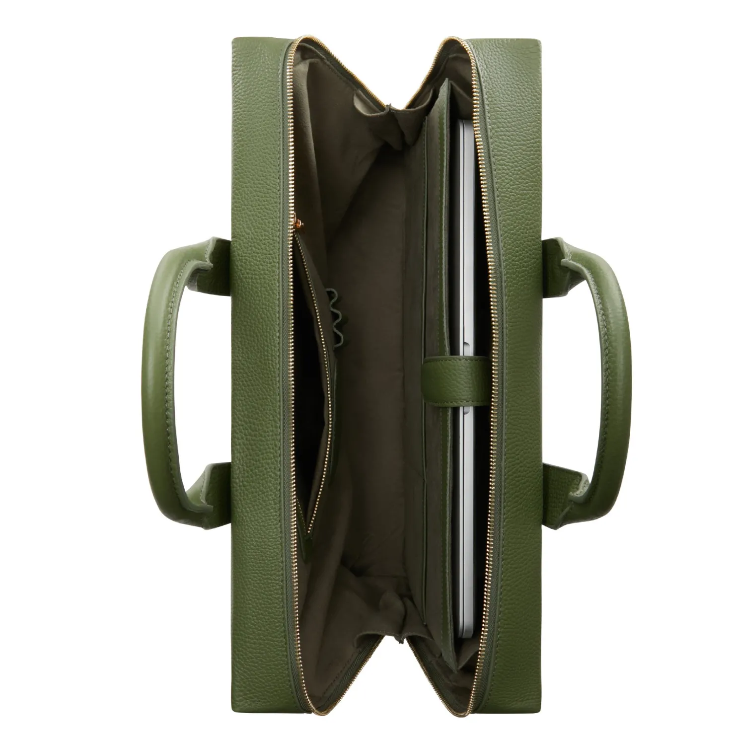 Honoré Anique groene leren handtas van kalfsleer met 16.4 inch laptopvak