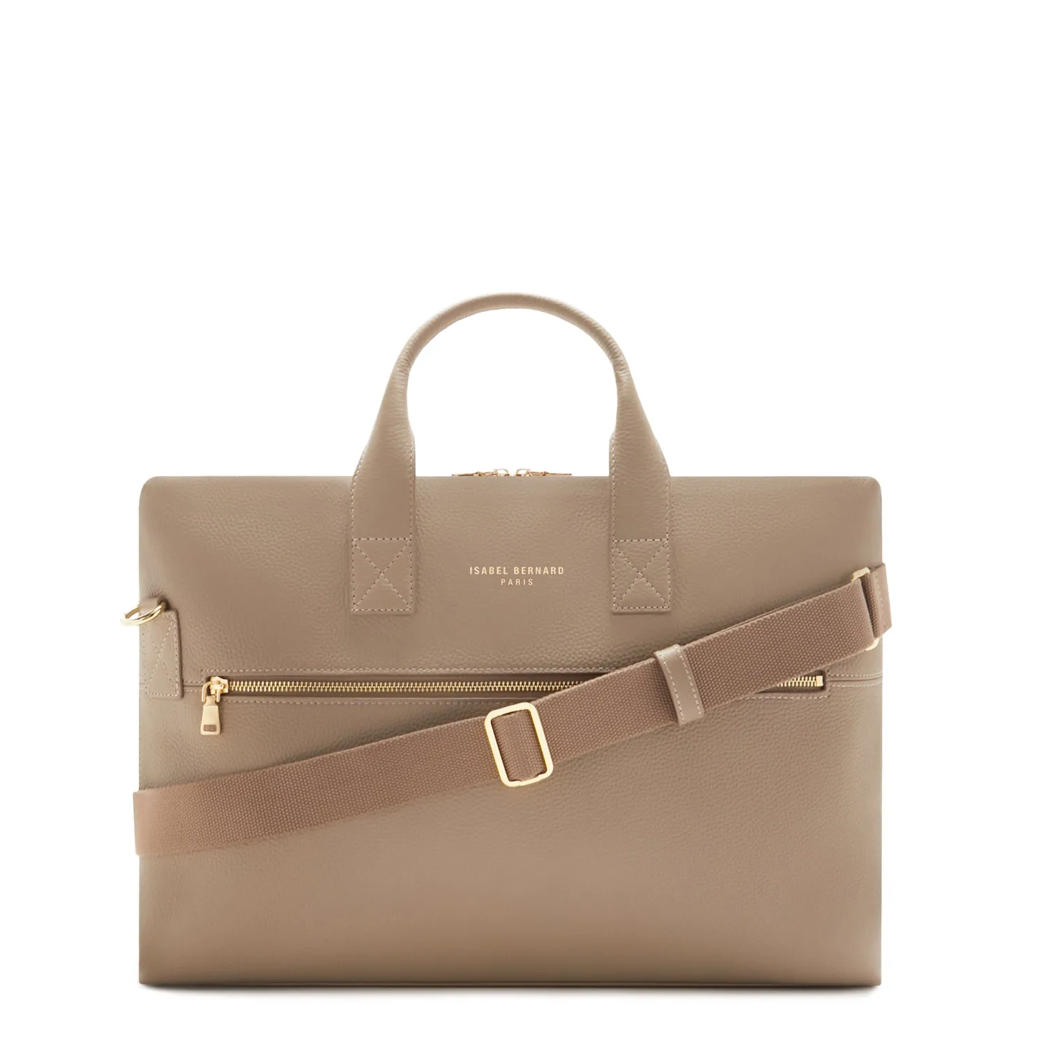 Honoré Anique taupe leren handtas van kalfsleer met 16.4 inch laptopvak