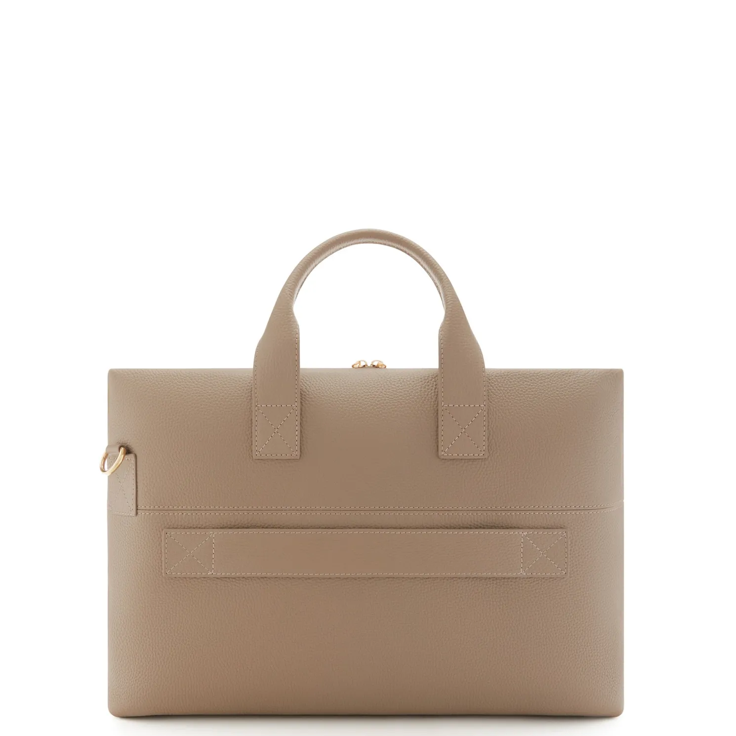 Honoré Anique taupe leren handtas van kalfsleer met 16.4 inch laptopvak