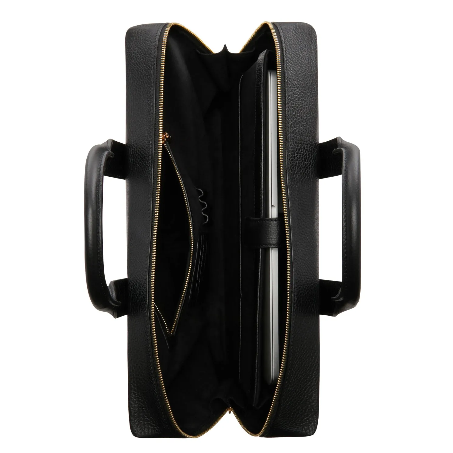 Honoré Anique zwarte leren handtas van kalfsleer met 16.4 inch laptopvak