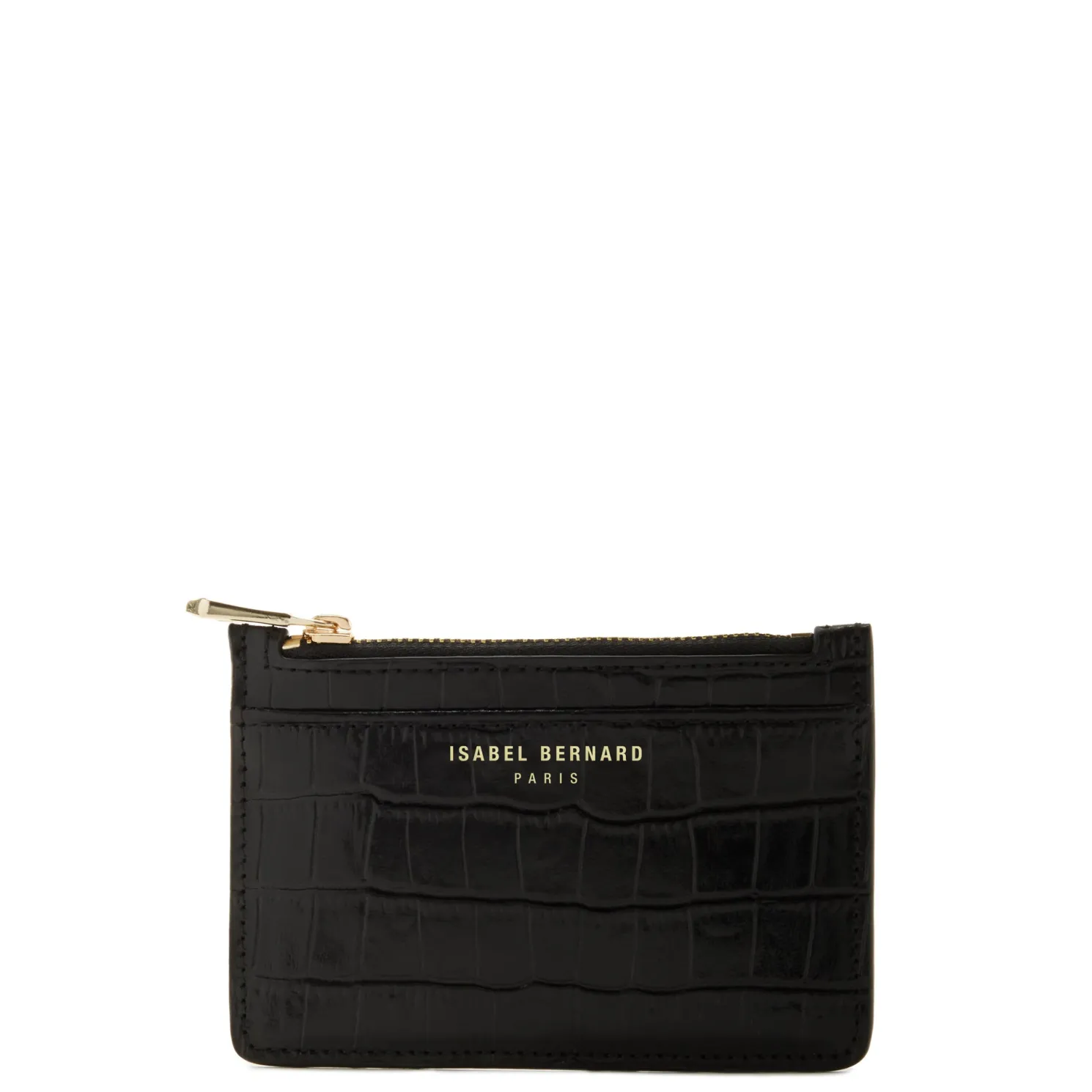 Honoré Aveline croco zwarte leren pasjeshouder van kalfsleer