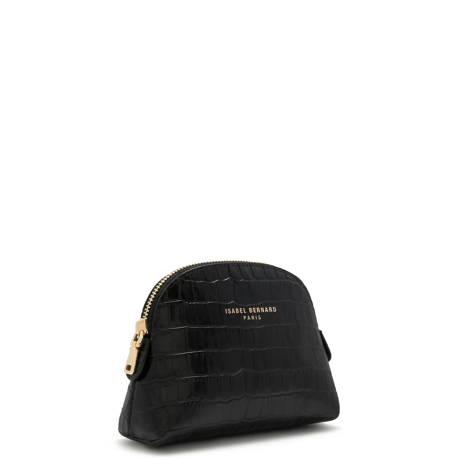 Honoré Babette croco zwarte leren toilettas van kalfsleer