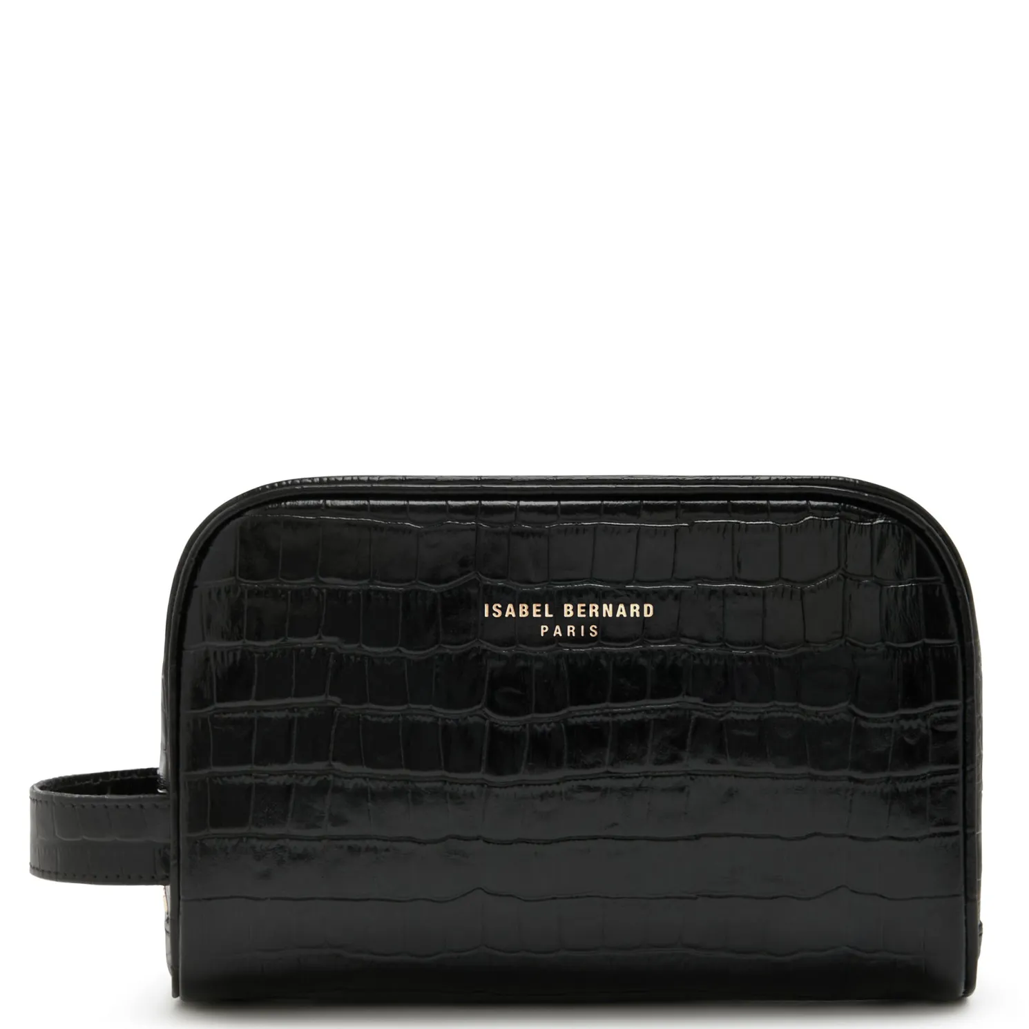 Honoré Blaize croco zwarte leren toilettas van kalfsleer