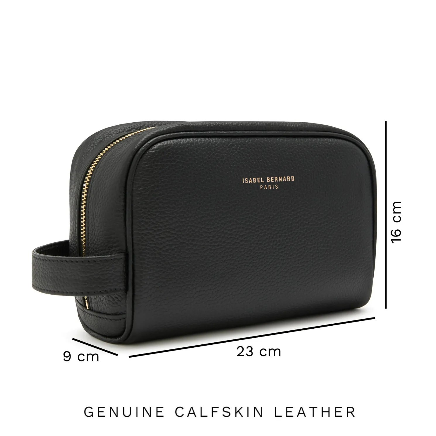 Honoré Blaize zwarte leren toilettas van kalfsleer