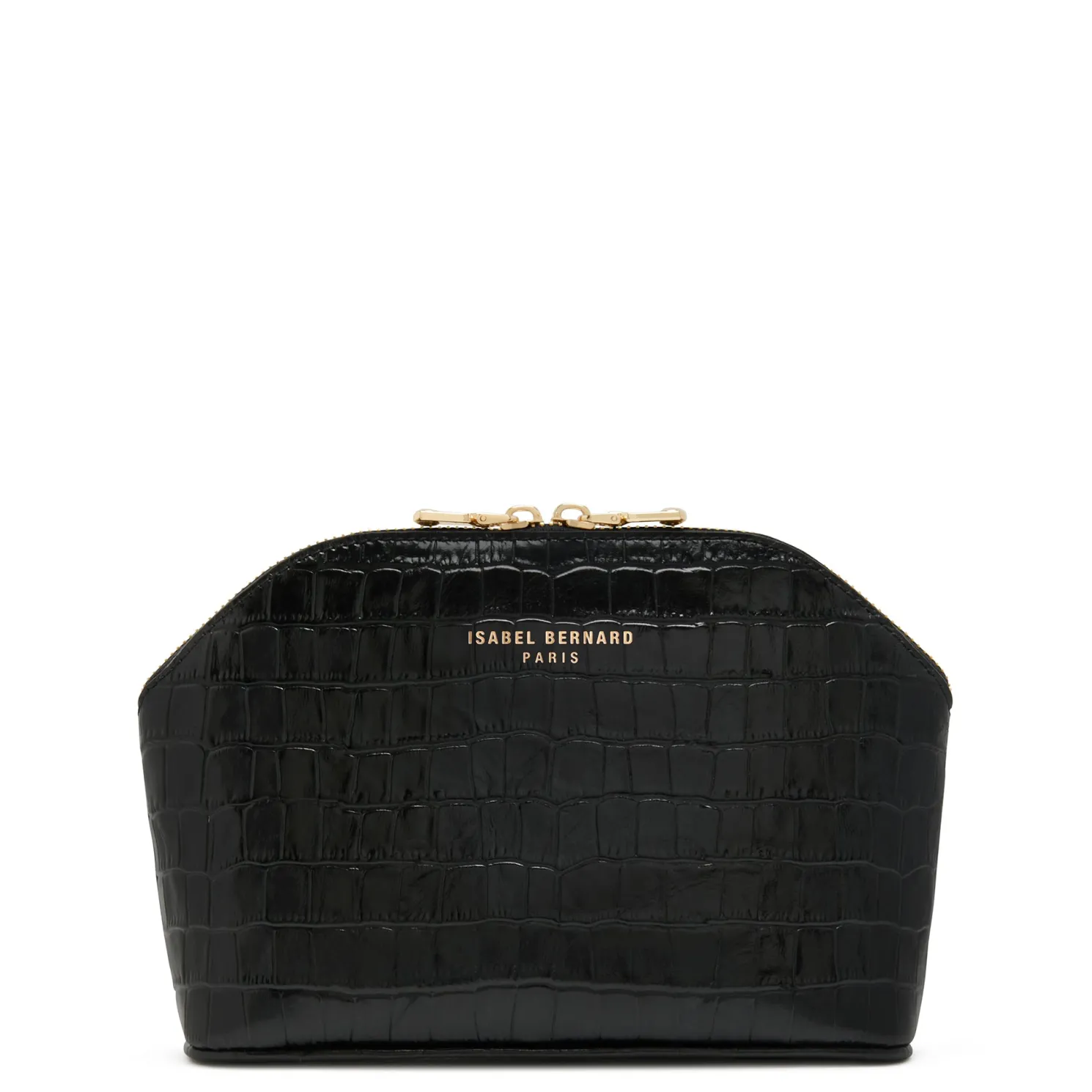 Honoré Brunelle croco zwarte leren toilettas van kalfsleer