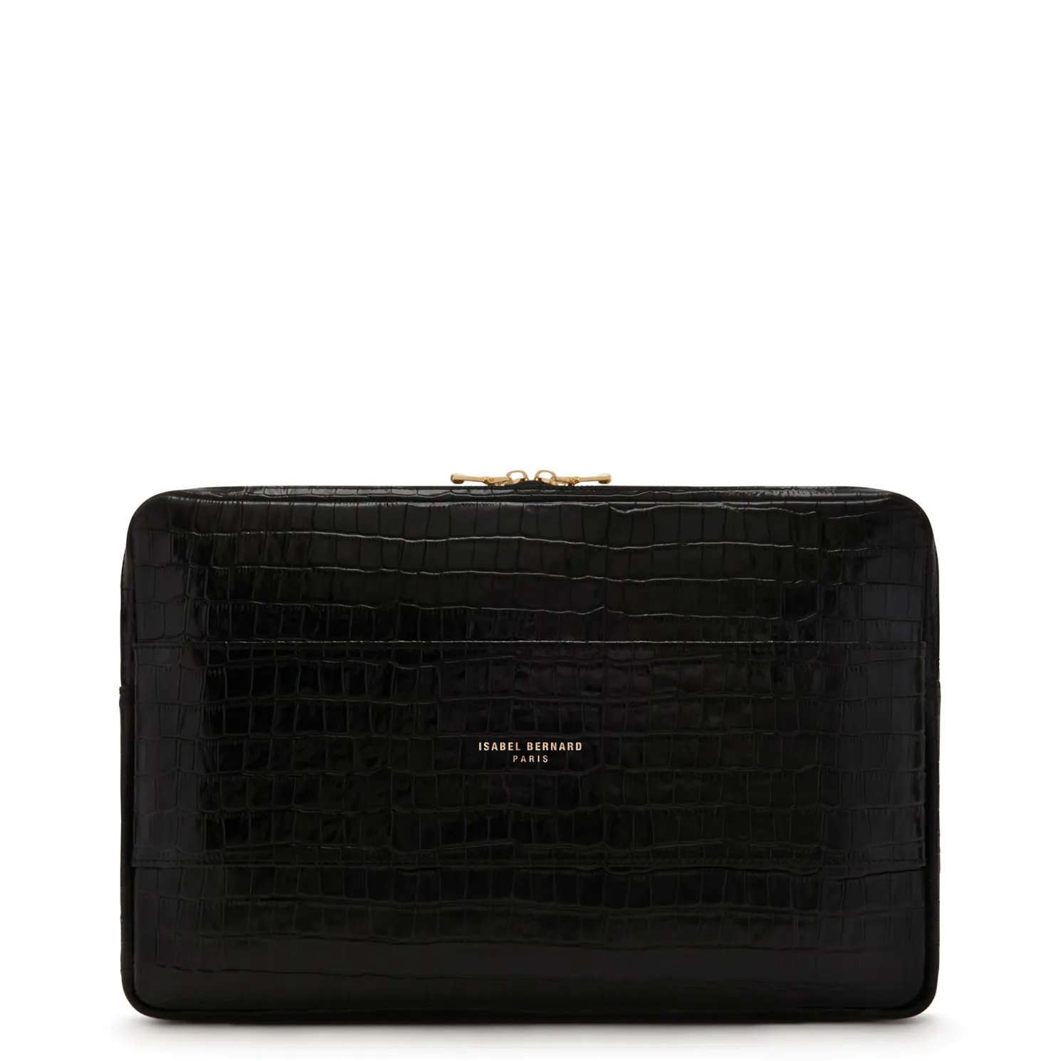 Honoré Caress croco zwarte leren laptop hoes van kalfsleer