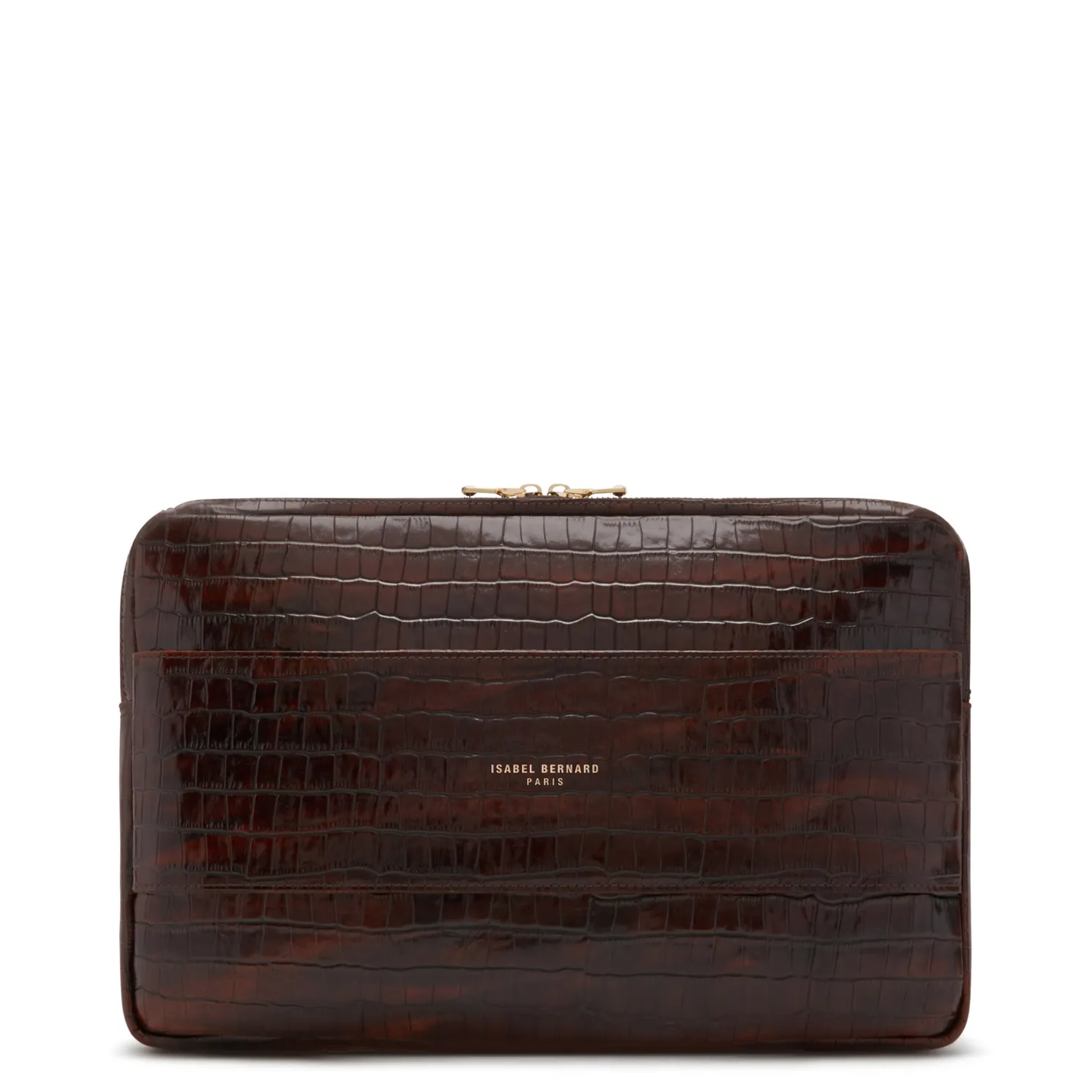 Honoré Caress croco bruine leren laptop hoes van kalfsleer