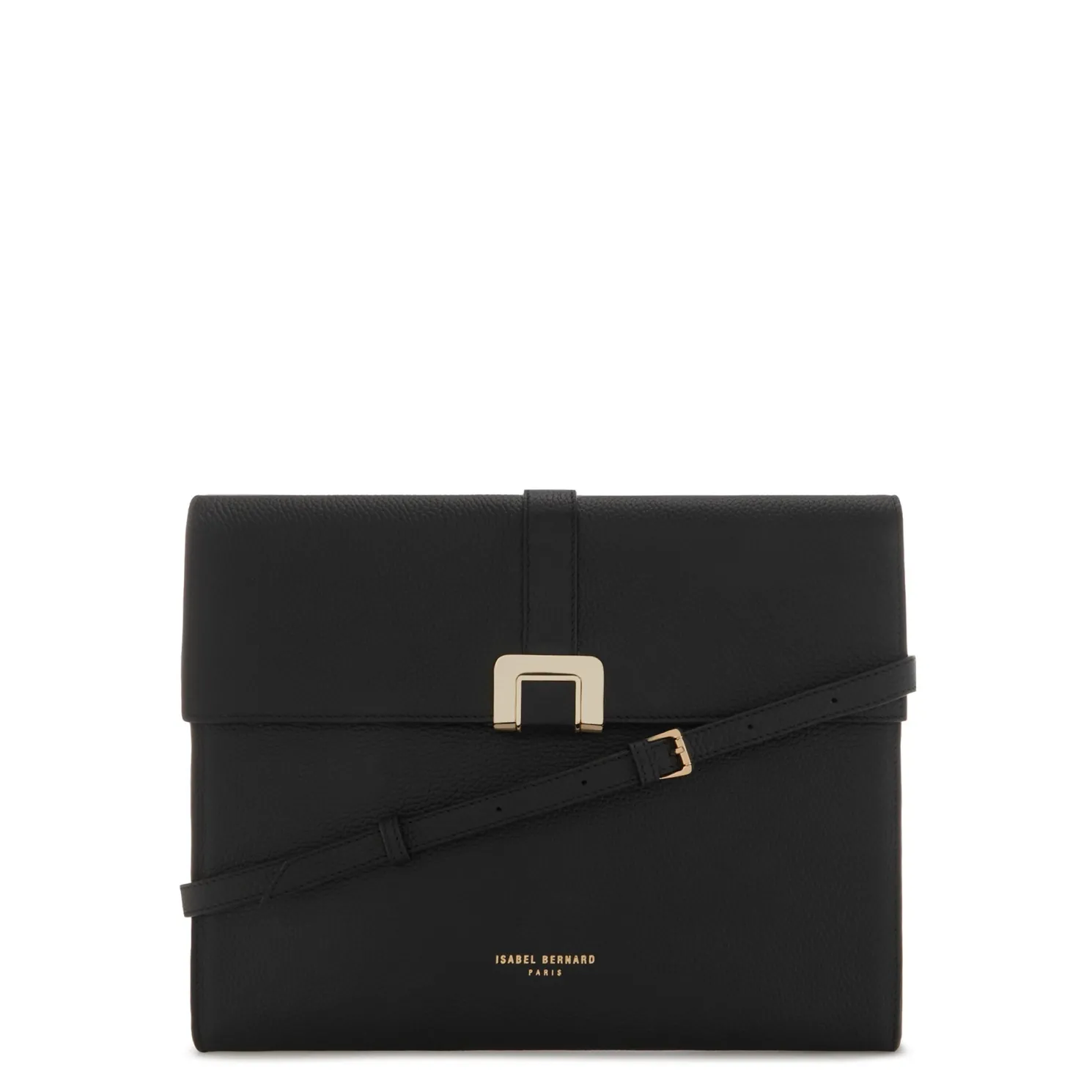 Honoré Clara zwarte leren laptop hoes van kalfsleer met schouderriem