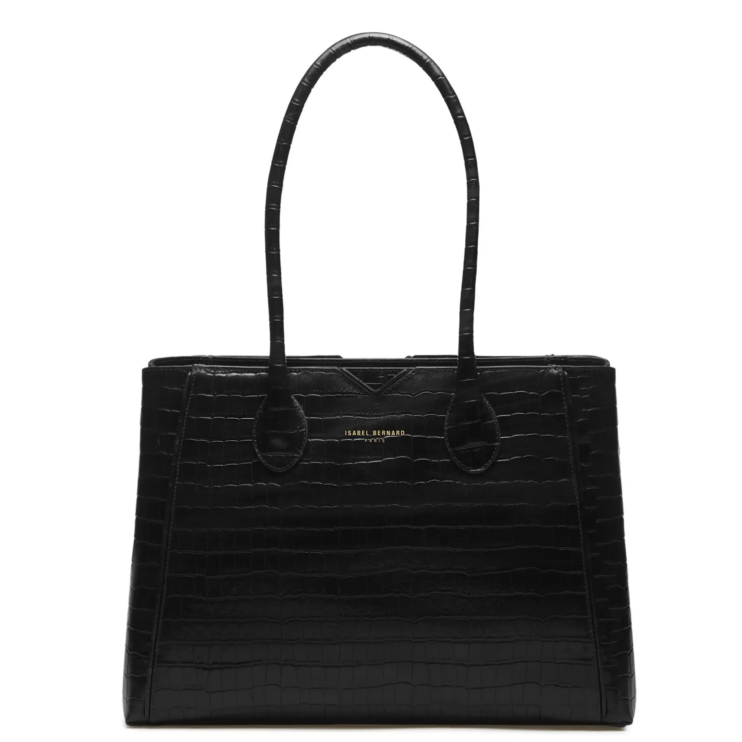 Honoré Cloe croco zwarte leren handtas van kalfsleer