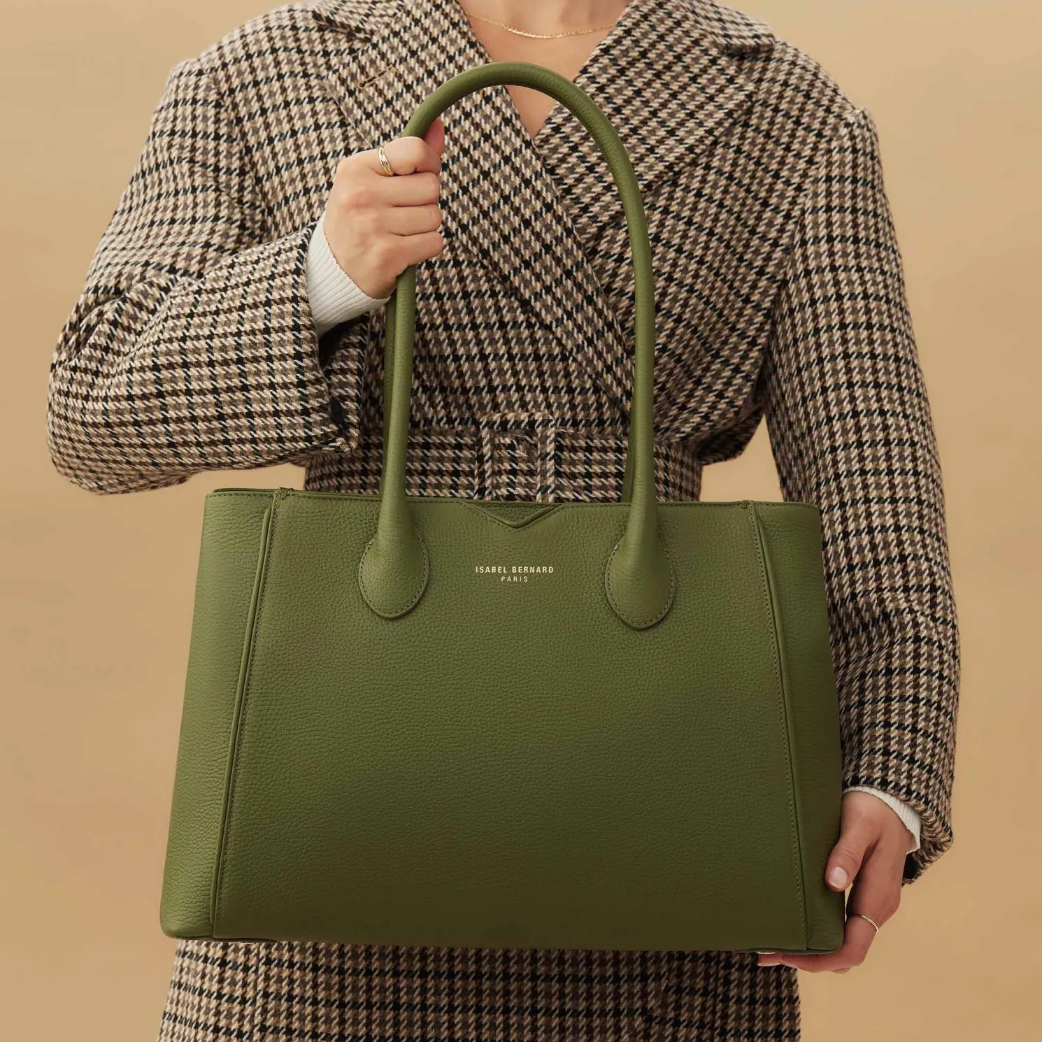 Honoré Cloe groene leren handtas van kalfsleer