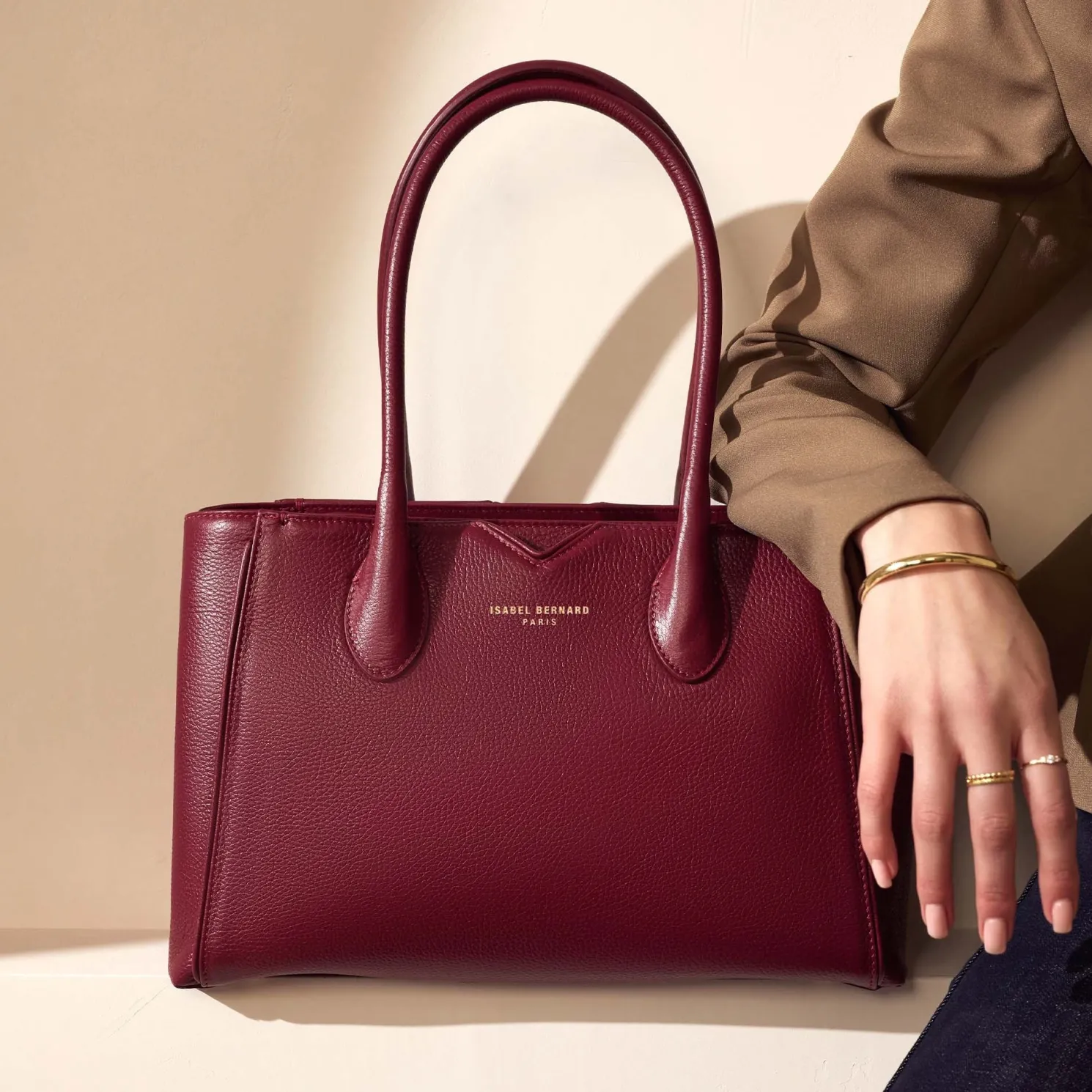 Honoré Cloe Midi bordeaux leren handtas van kalfsleer