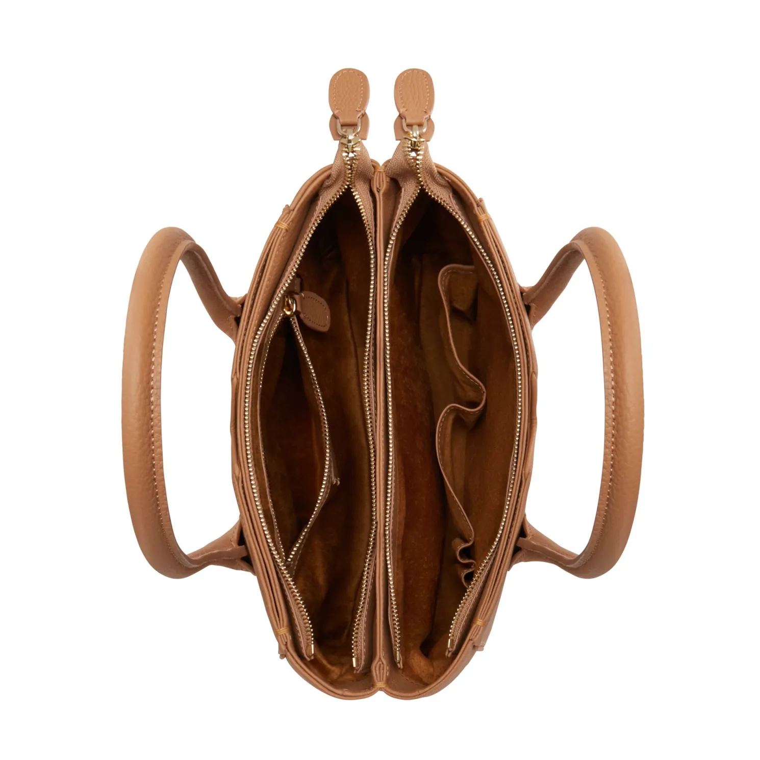 Honoré Cloe Midi camel leren handtas van kalfsleer